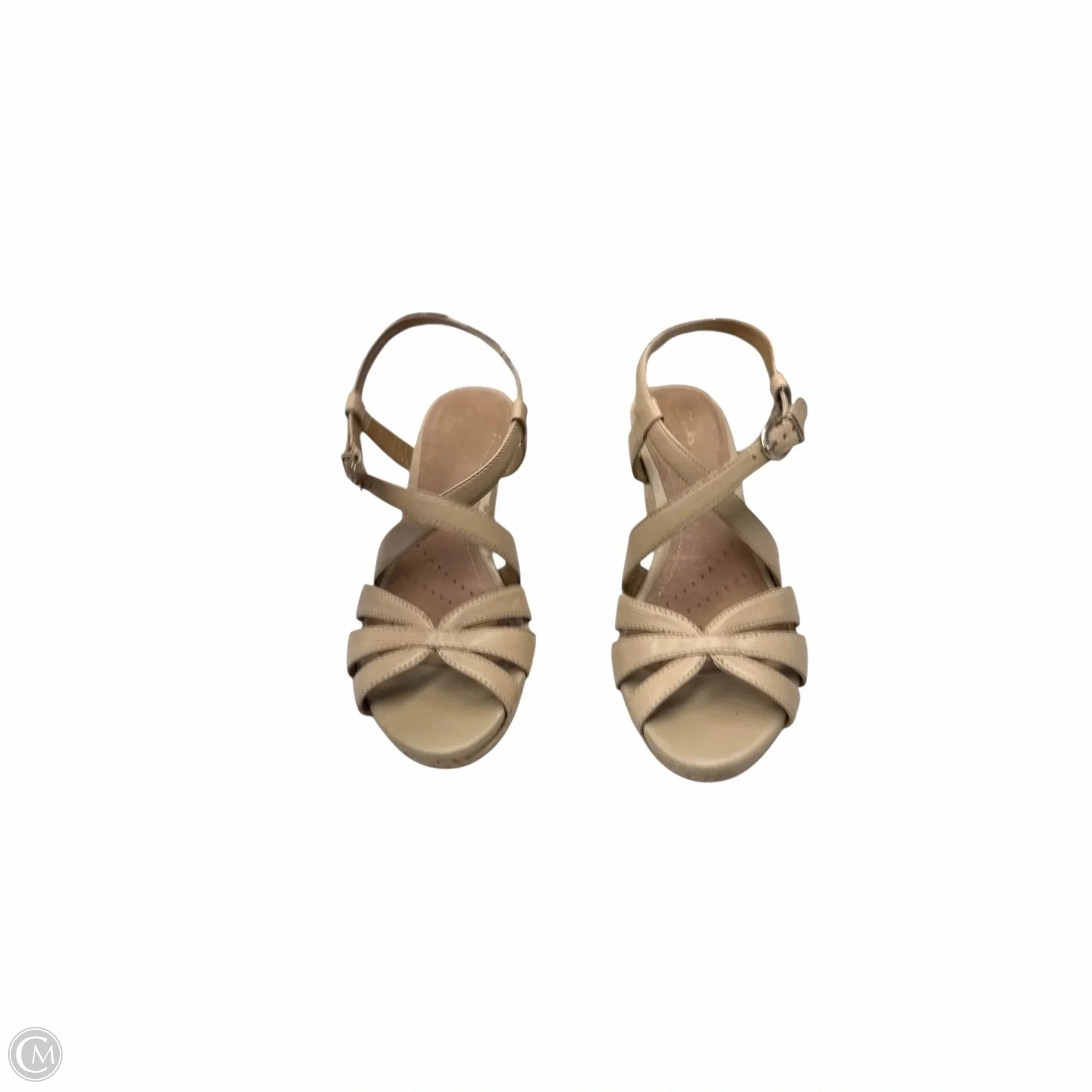 Sandals Heels Wedge By Clarks In Tan, Size: 8