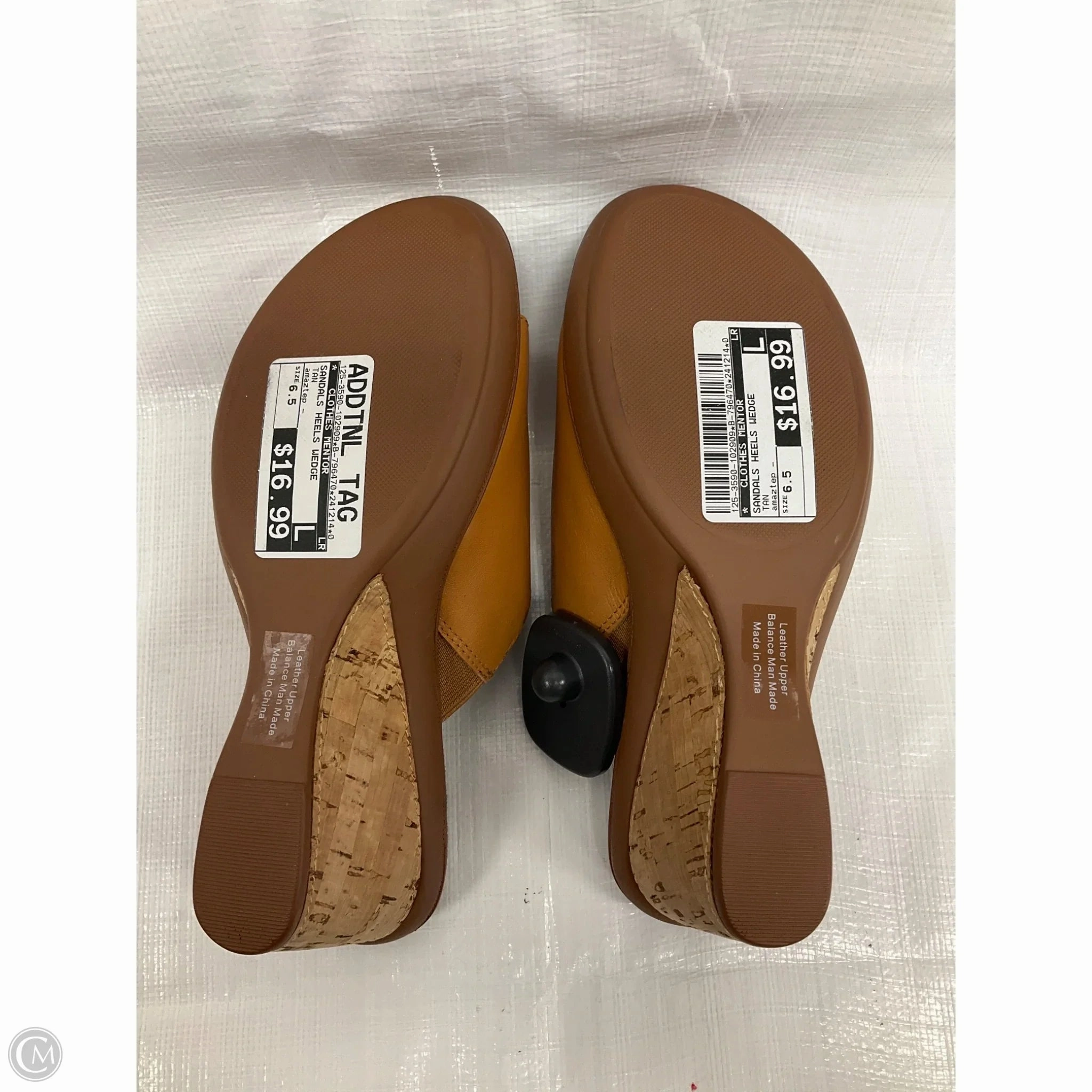 Sandals Heels Wedge By Clothes Mentor In Tan, Size: 6.5