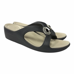 Sandals Heels Wedge By Crocs In Black, Size:10