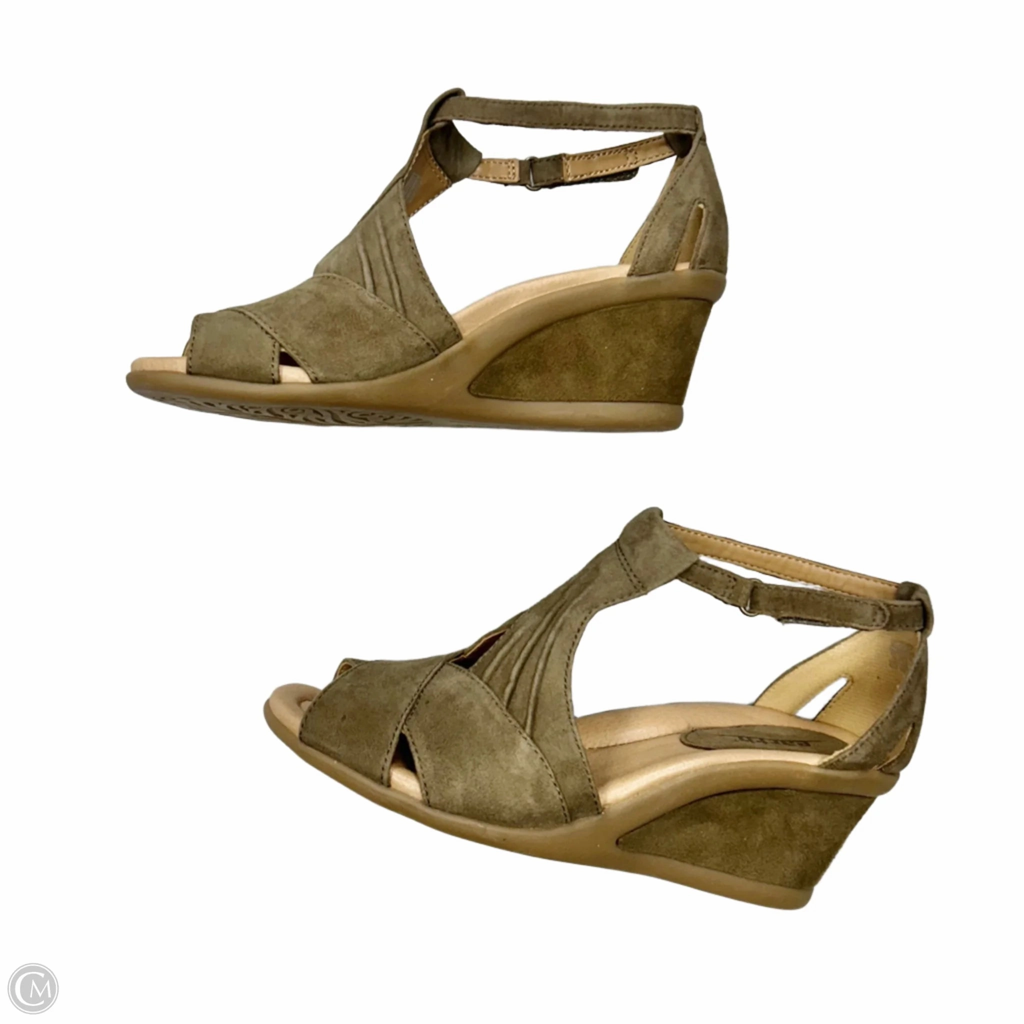 Sandals Heels Wedge By Earth In Taupe, Size: 7.5