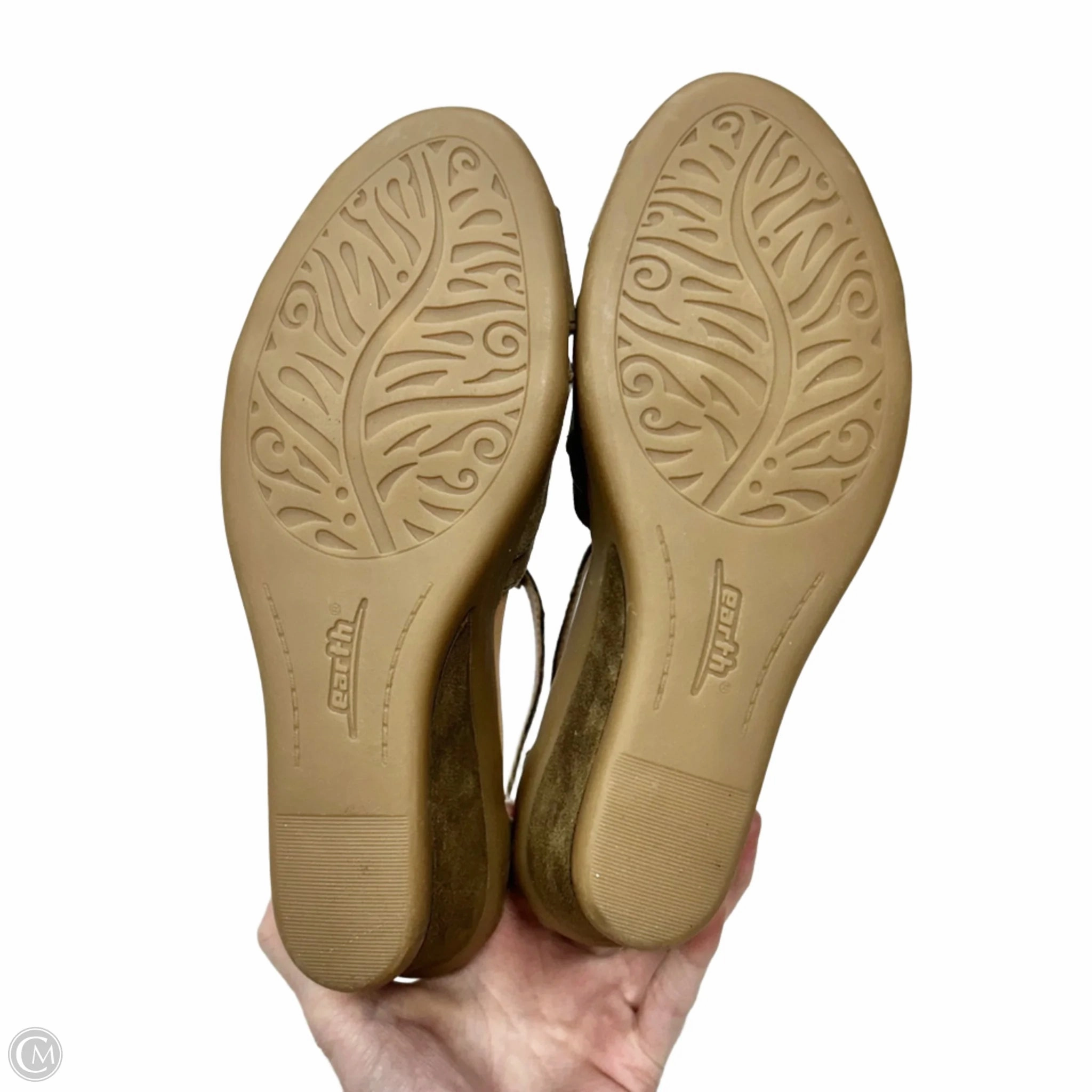 Sandals Heels Wedge By Earth In Taupe, Size: 7.5