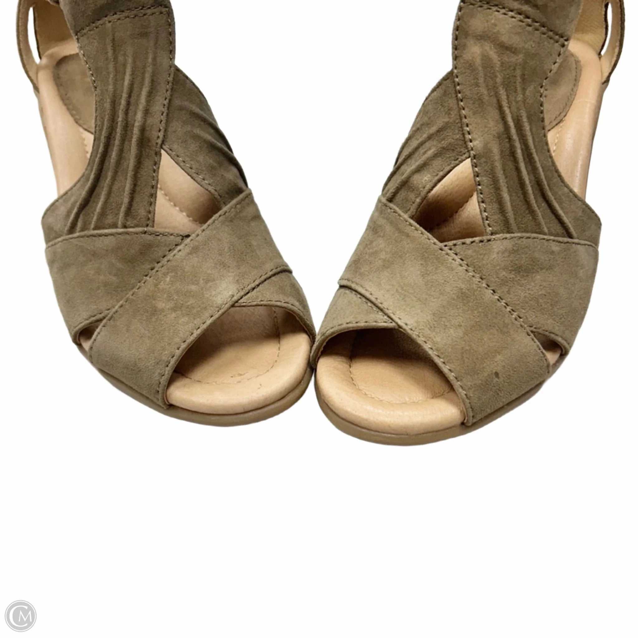 Sandals Heels Wedge By Earth In Taupe, Size: 7.5