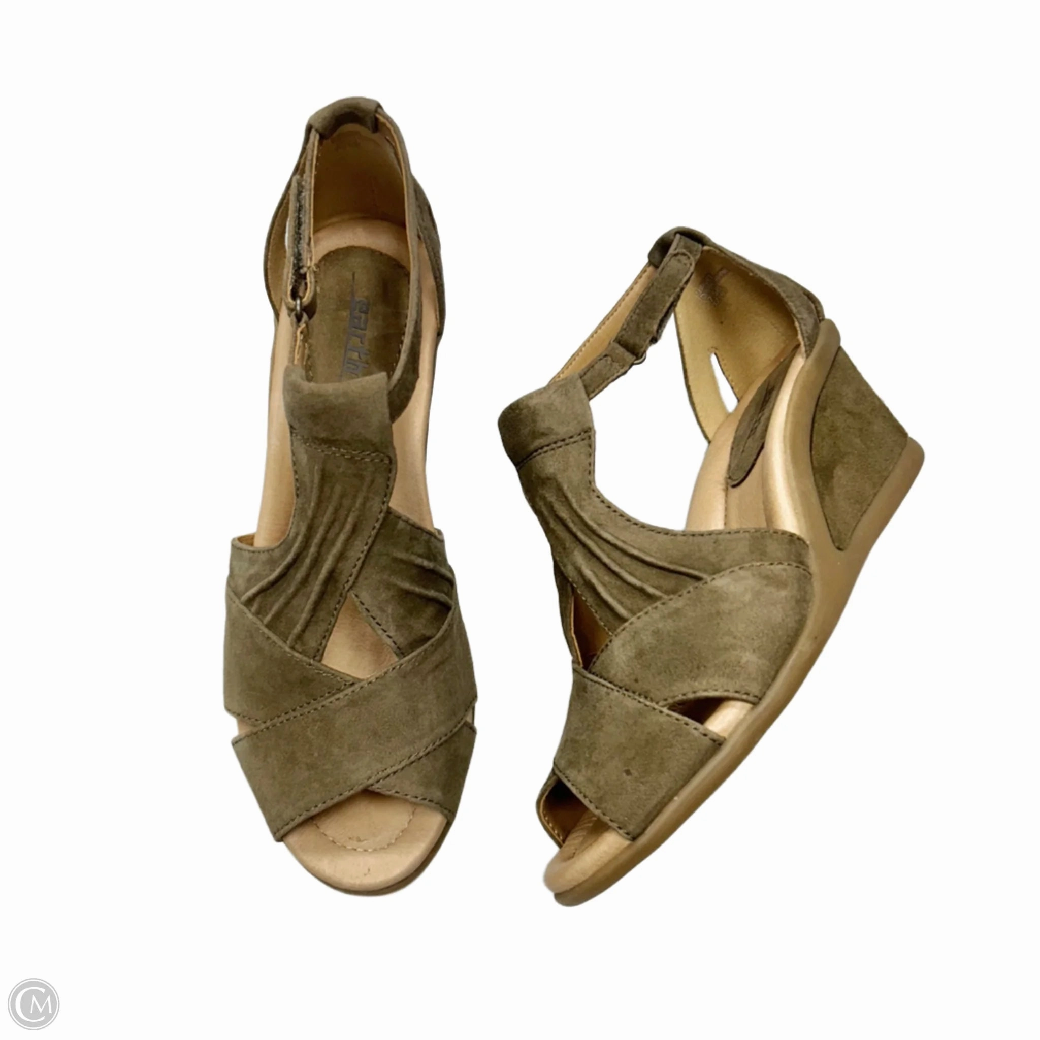 Sandals Heels Wedge By Earth In Taupe, Size: 7.5