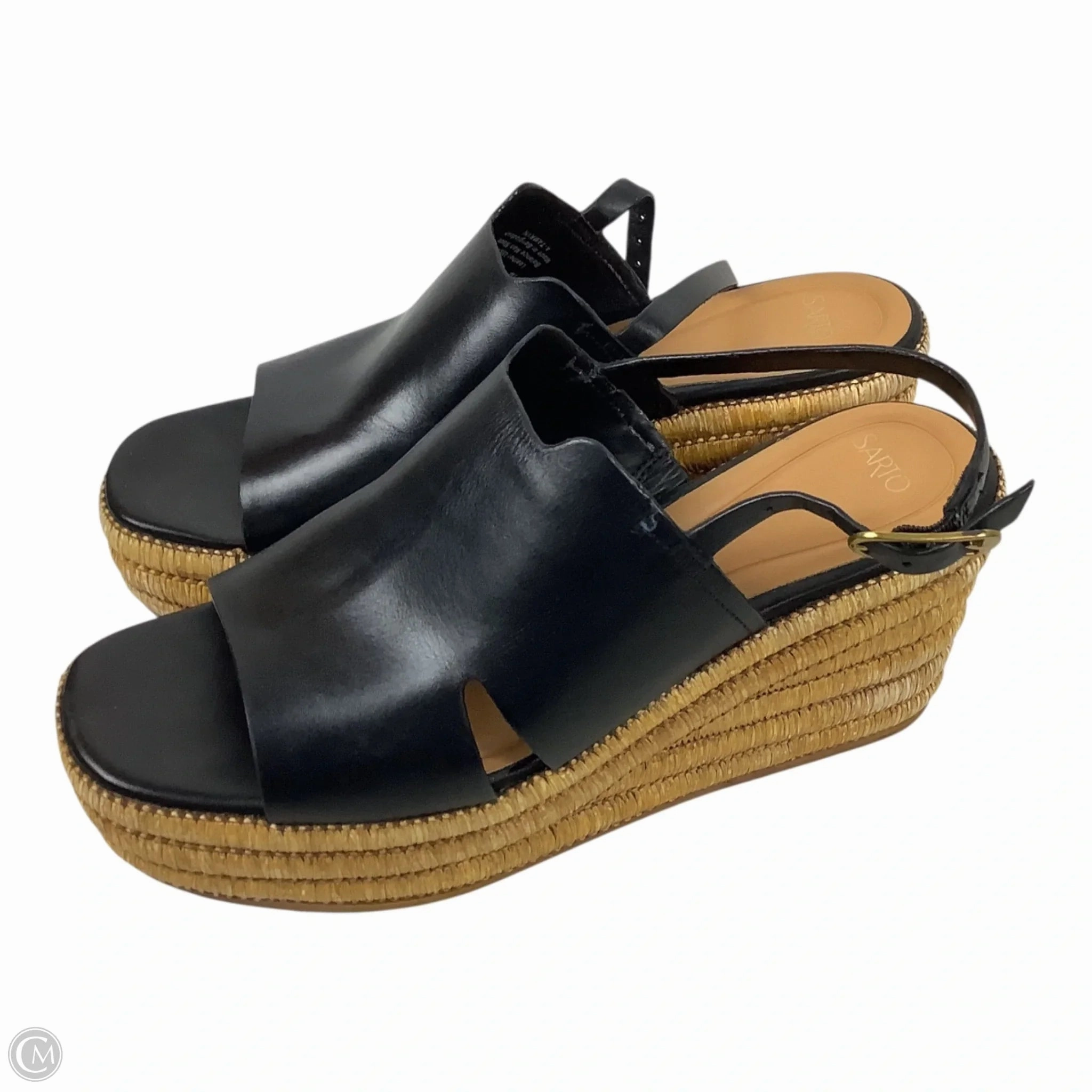 Sandals Heels Wedge By Franco Sarto In Black, Size: 11