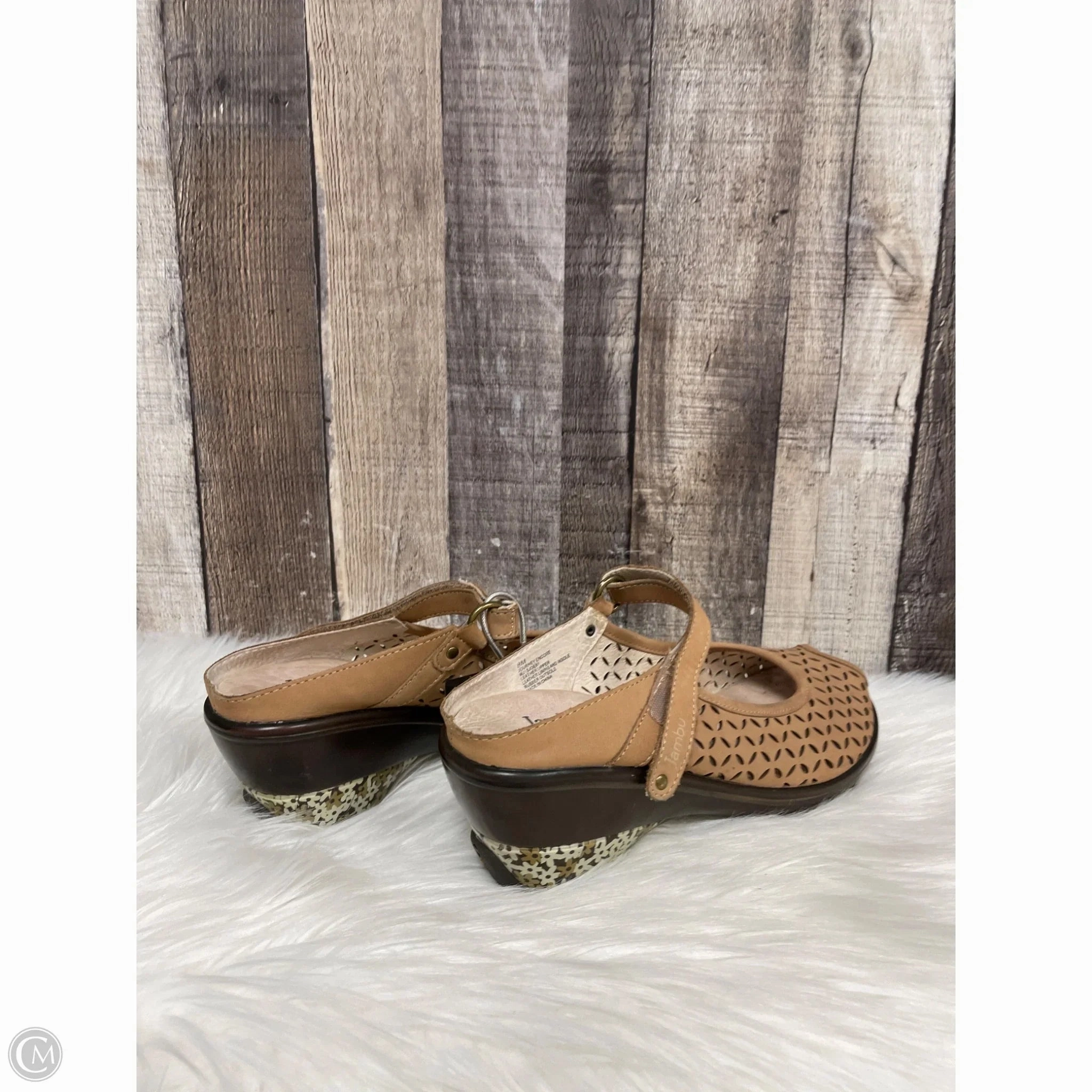 Sandals Heels Wedge By Jambu In Tan, Size: 8