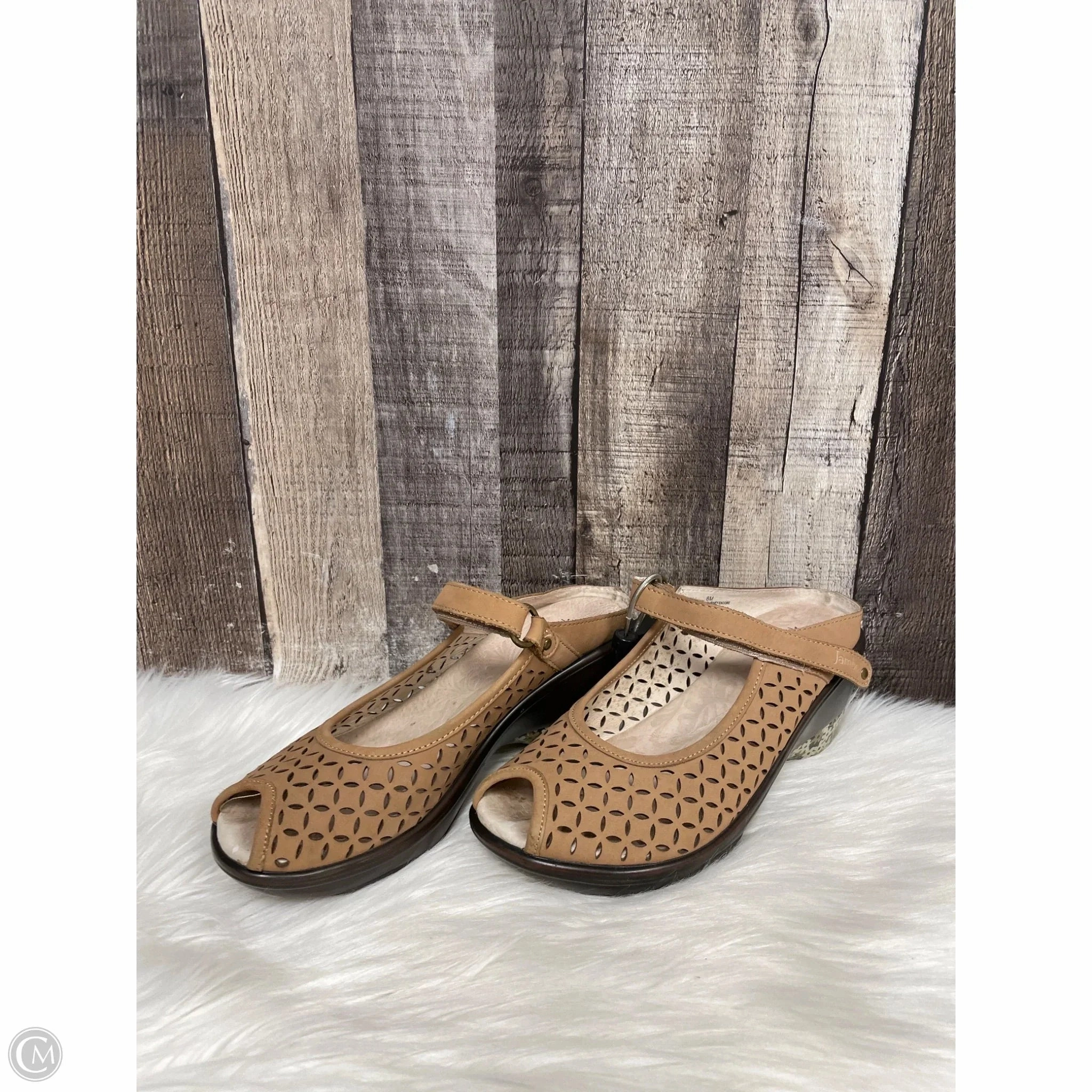 Sandals Heels Wedge By Jambu In Tan, Size: 8