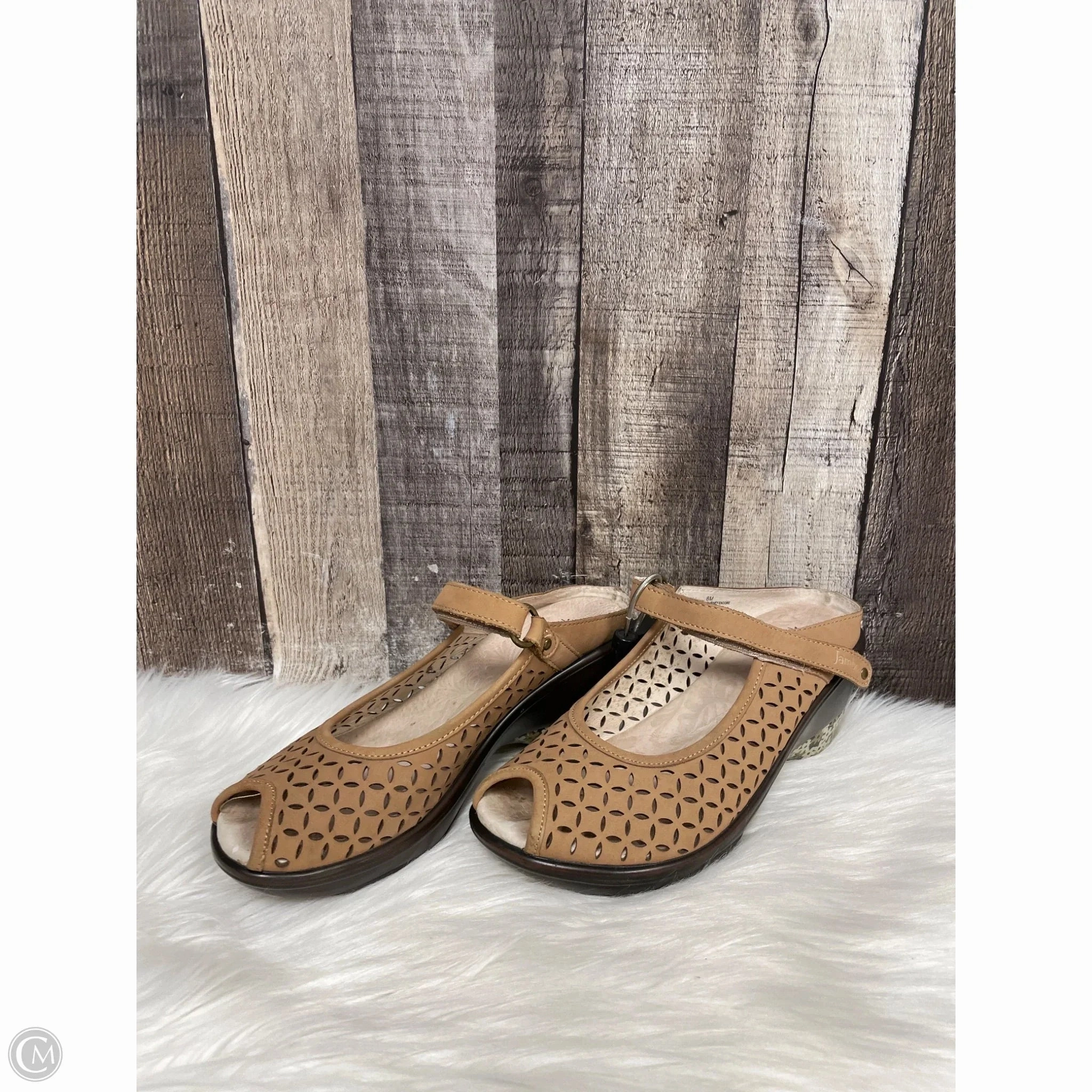 Sandals Heels Wedge By Jambu In Tan, Size: 8