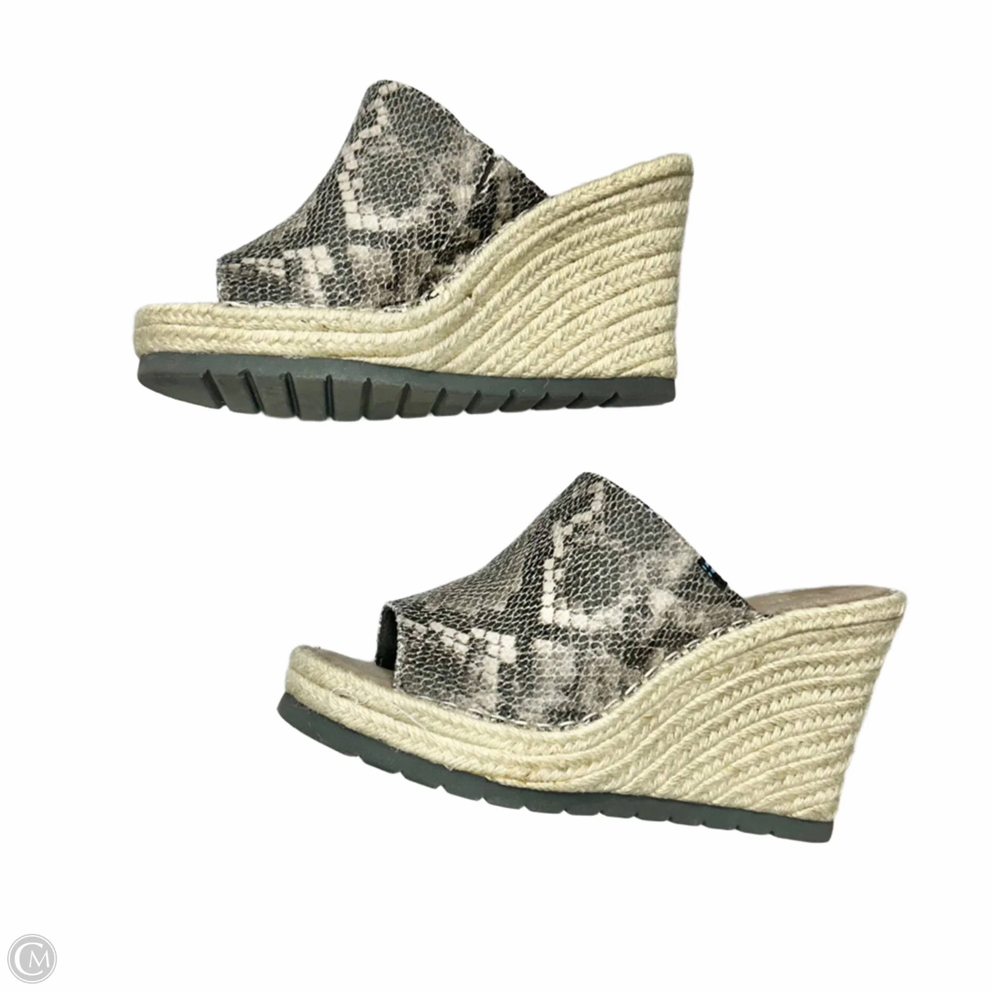 Sandals Heels Wedge By Toms In Snakeskin Print, Size: 8