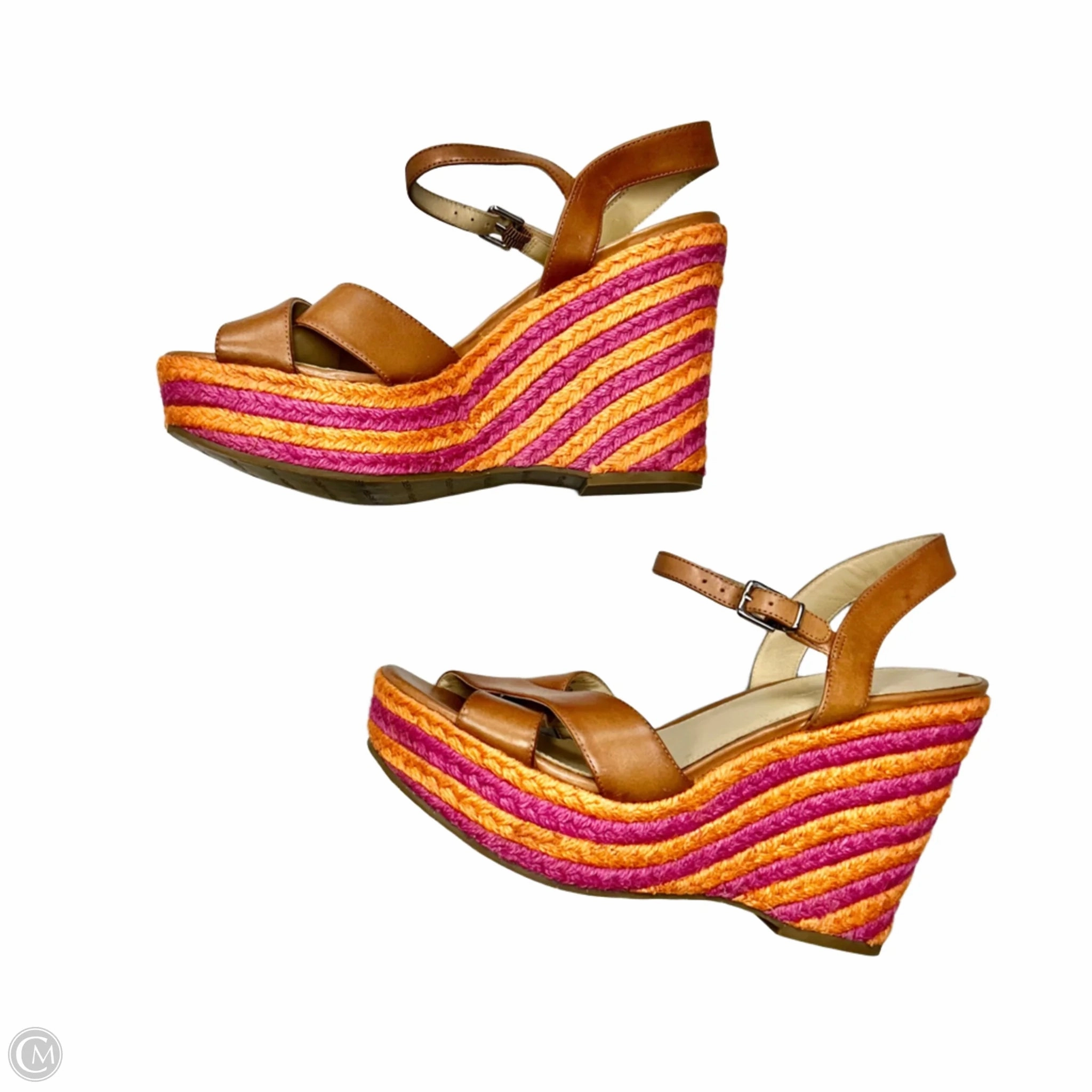 Sandals Heels Wedge By Via Spiga In Brown, Size: 10