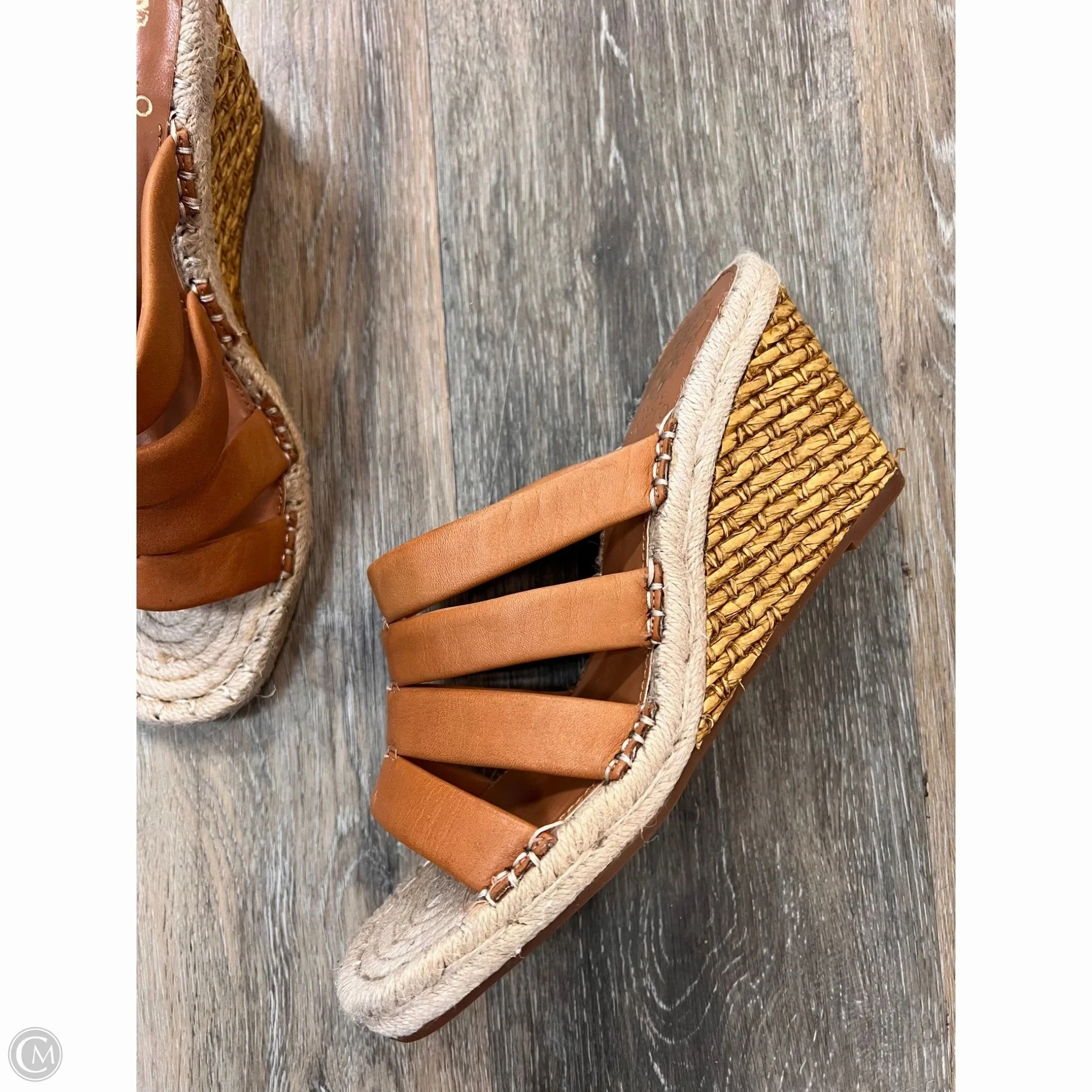 Sandals Heels Wedge By Vince Camuto In Tan, Size: 7.5
