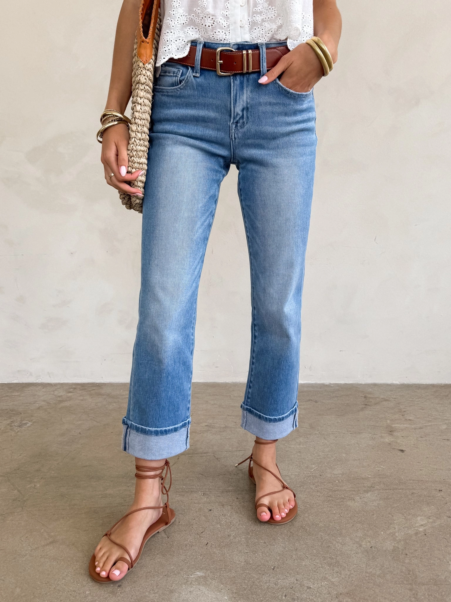 Sedona Cuffed Straight Leg Jeans
