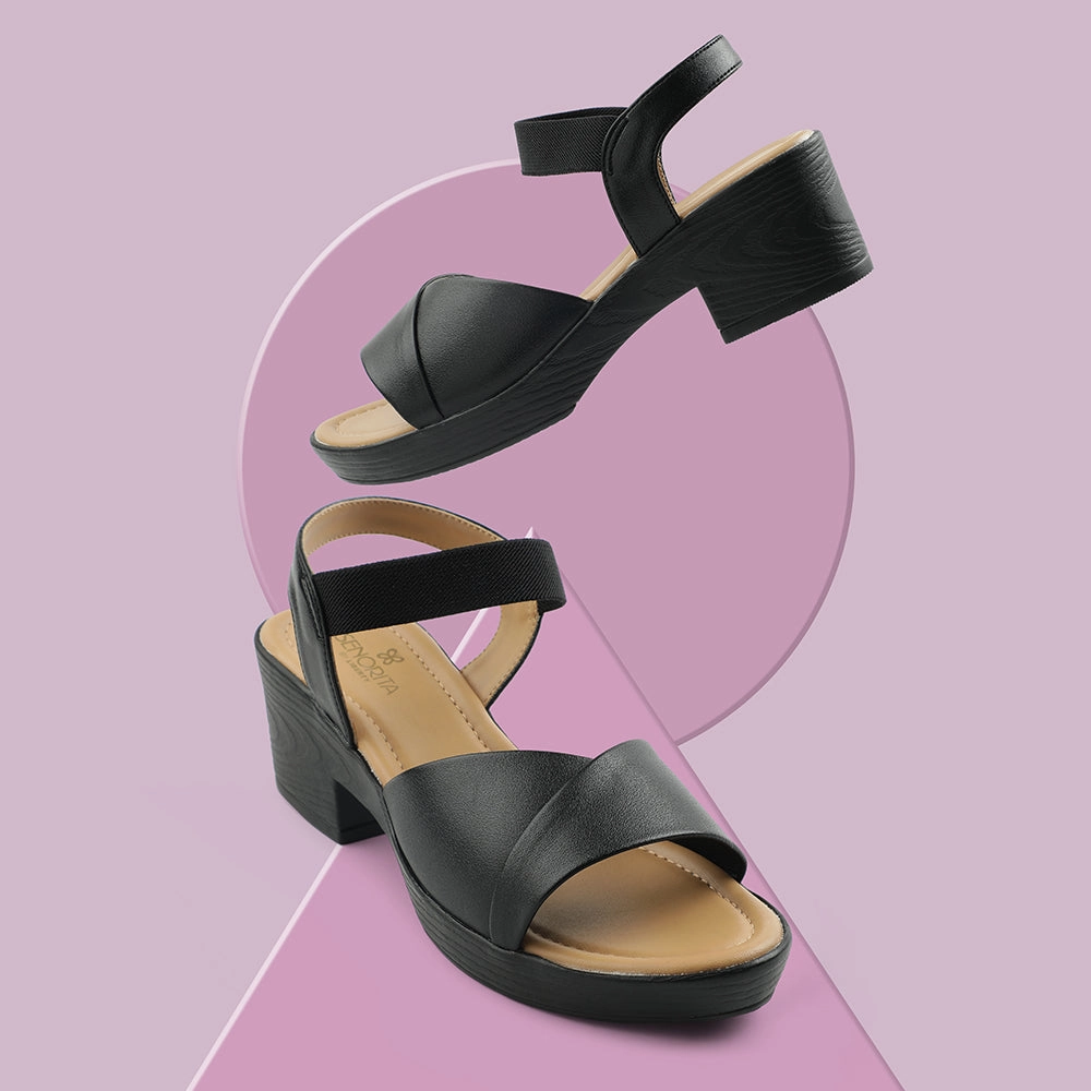 Senorita Black Casual Block Heel Sandal For Women D839-05 By Liberty