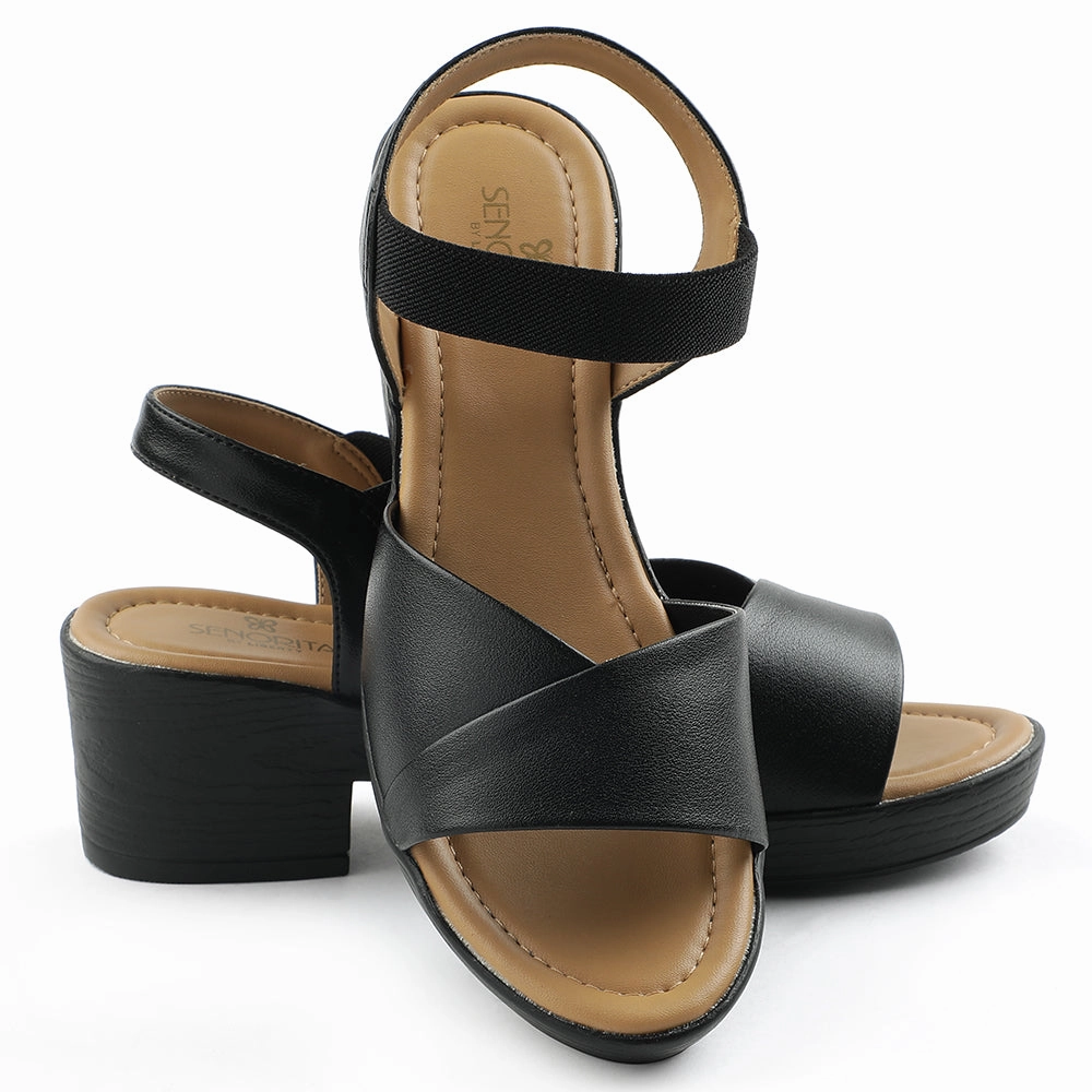 Senorita Black Casual Block Heel Sandal For Women D839-05 By Liberty