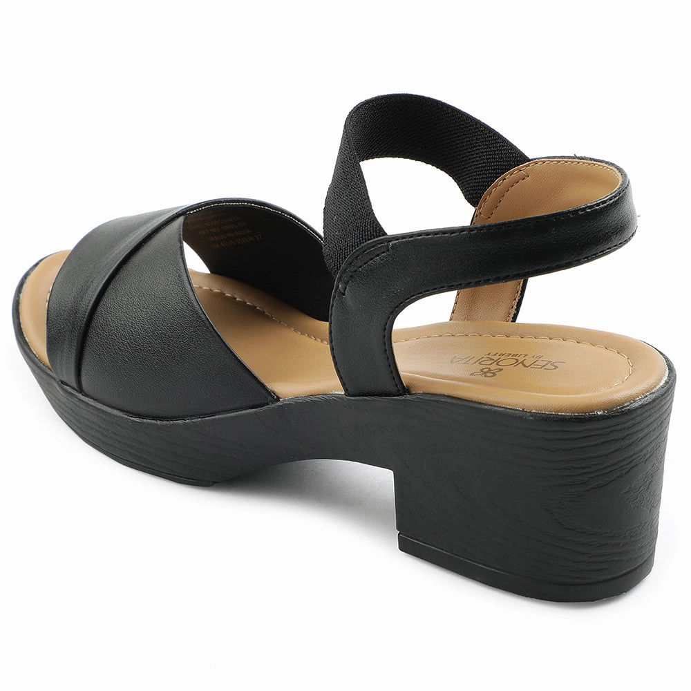 Senorita Black Casual Block Heel Sandal For Women D839-05 By Liberty