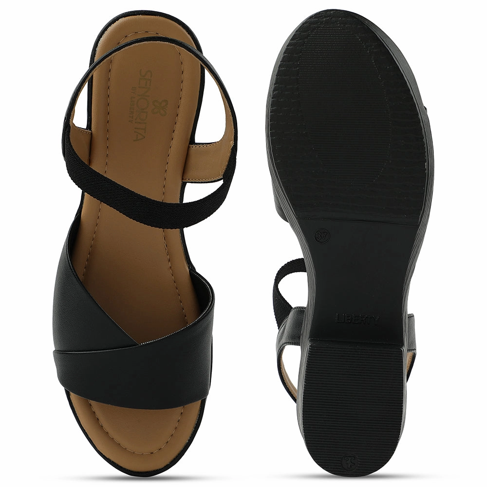 Senorita Black Casual Block Heel Sandal For Women D839-05 By Liberty