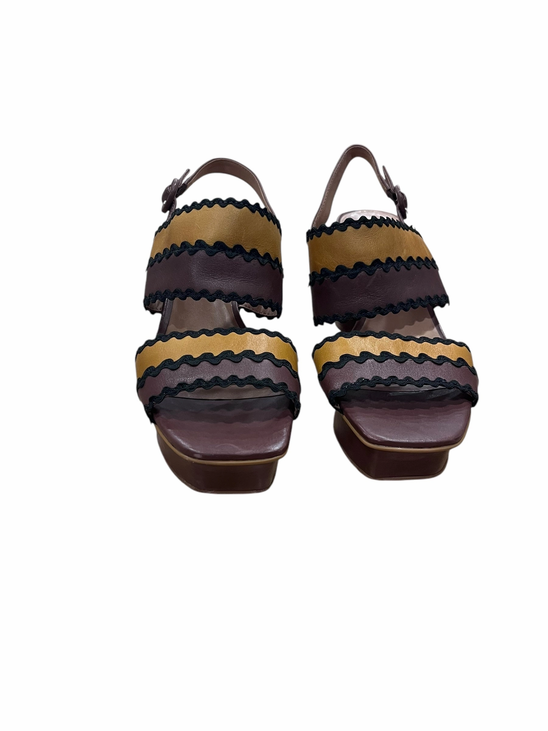 Shoes Heels Block By Bernardo In Brown & Orange, Size: 9.5