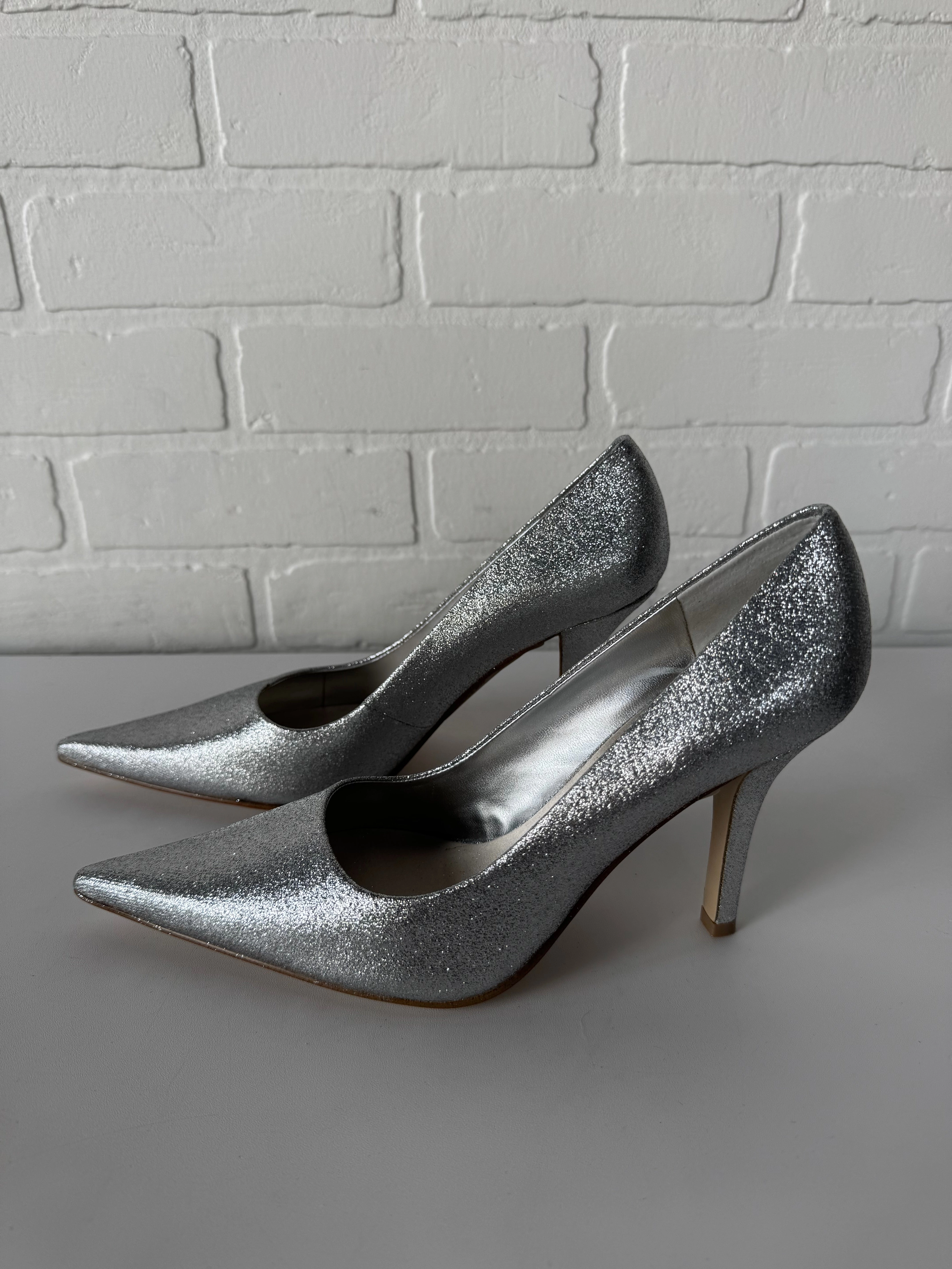 Shoes Heels Block By Nine West In Silver, Size: 6.5