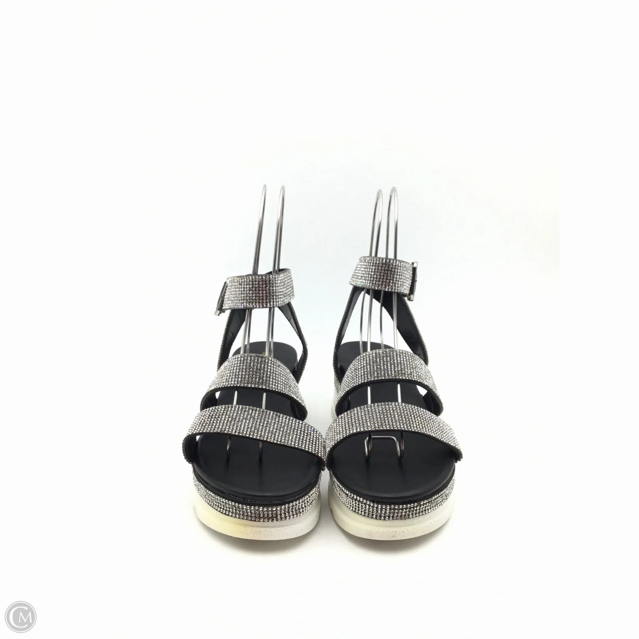 Shoes Heels Platform By Clothes Mentor In Silver & White, Size: 7