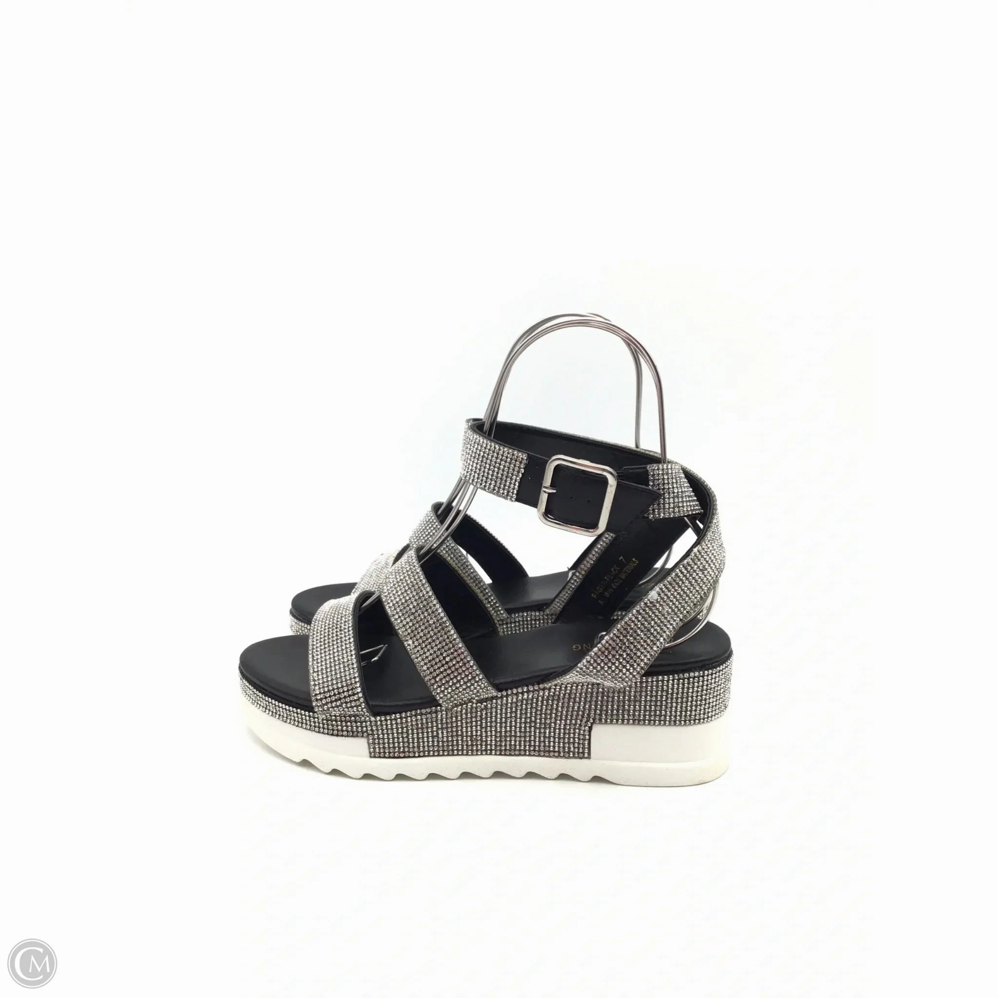 Shoes Heels Platform By Clothes Mentor In Silver & White, Size: 7
