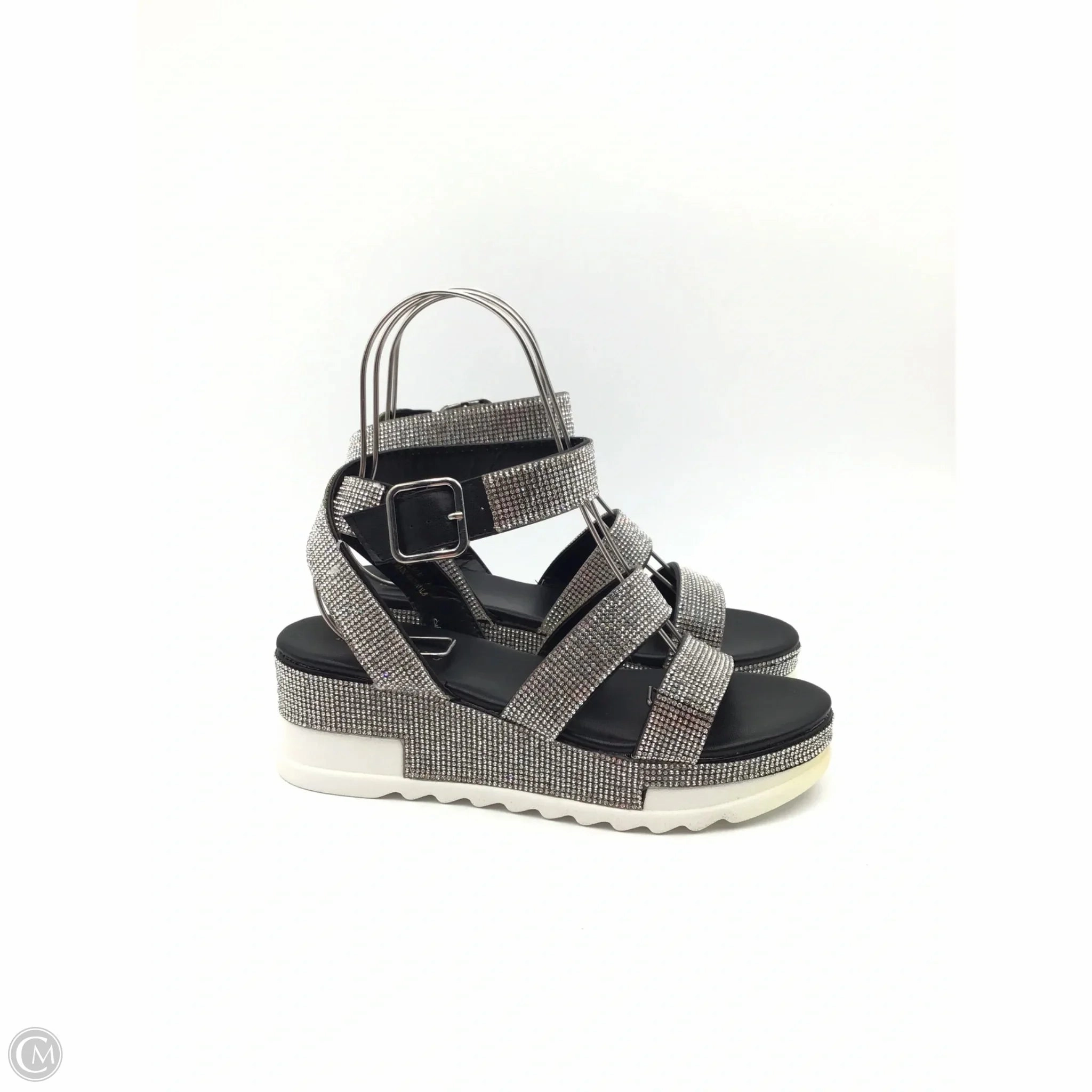 Shoes Heels Platform By Clothes Mentor In Silver & White, Size: 7