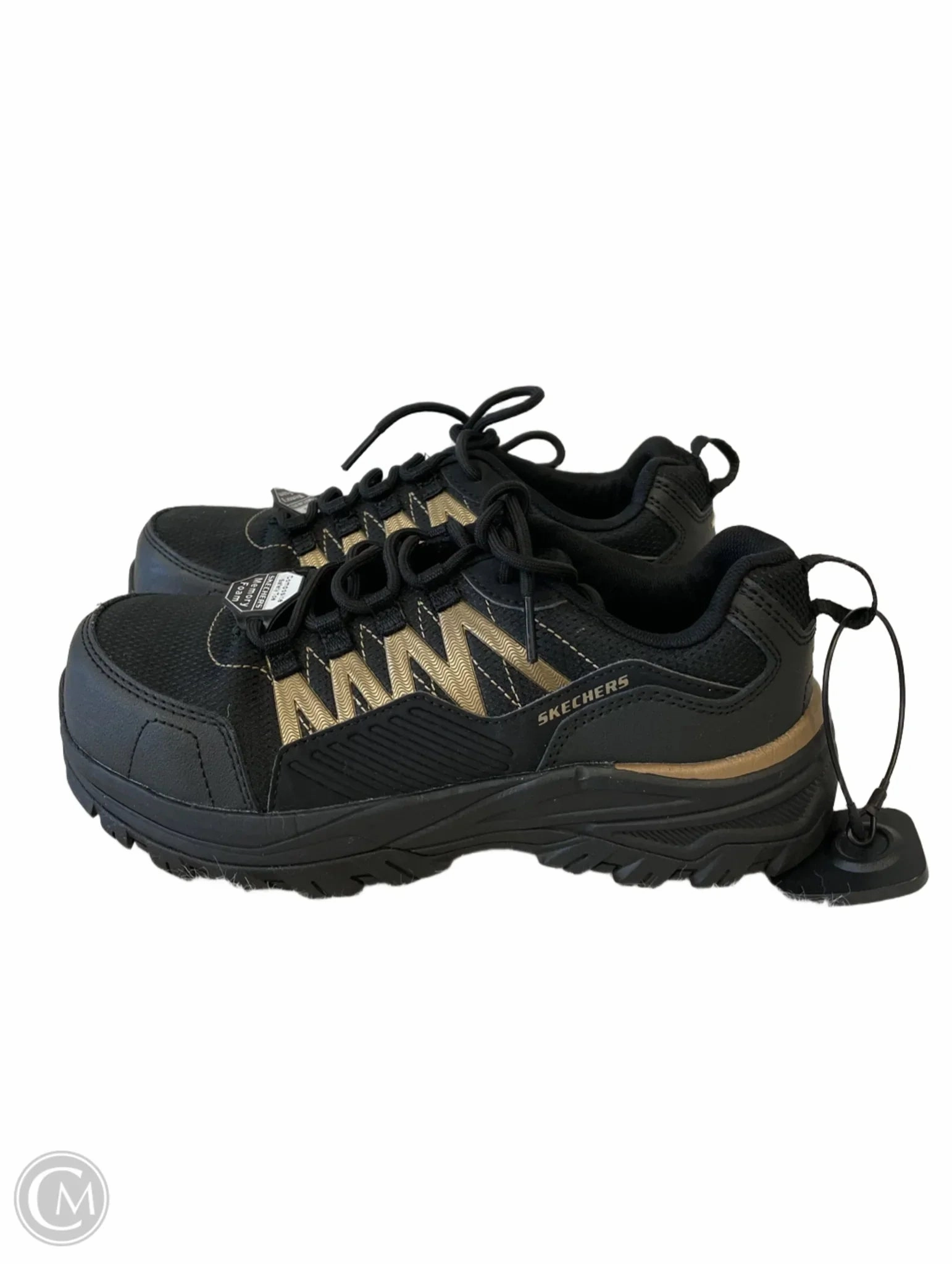 Shoes Sneakers By Skechers In Black & Gold, Size: 6