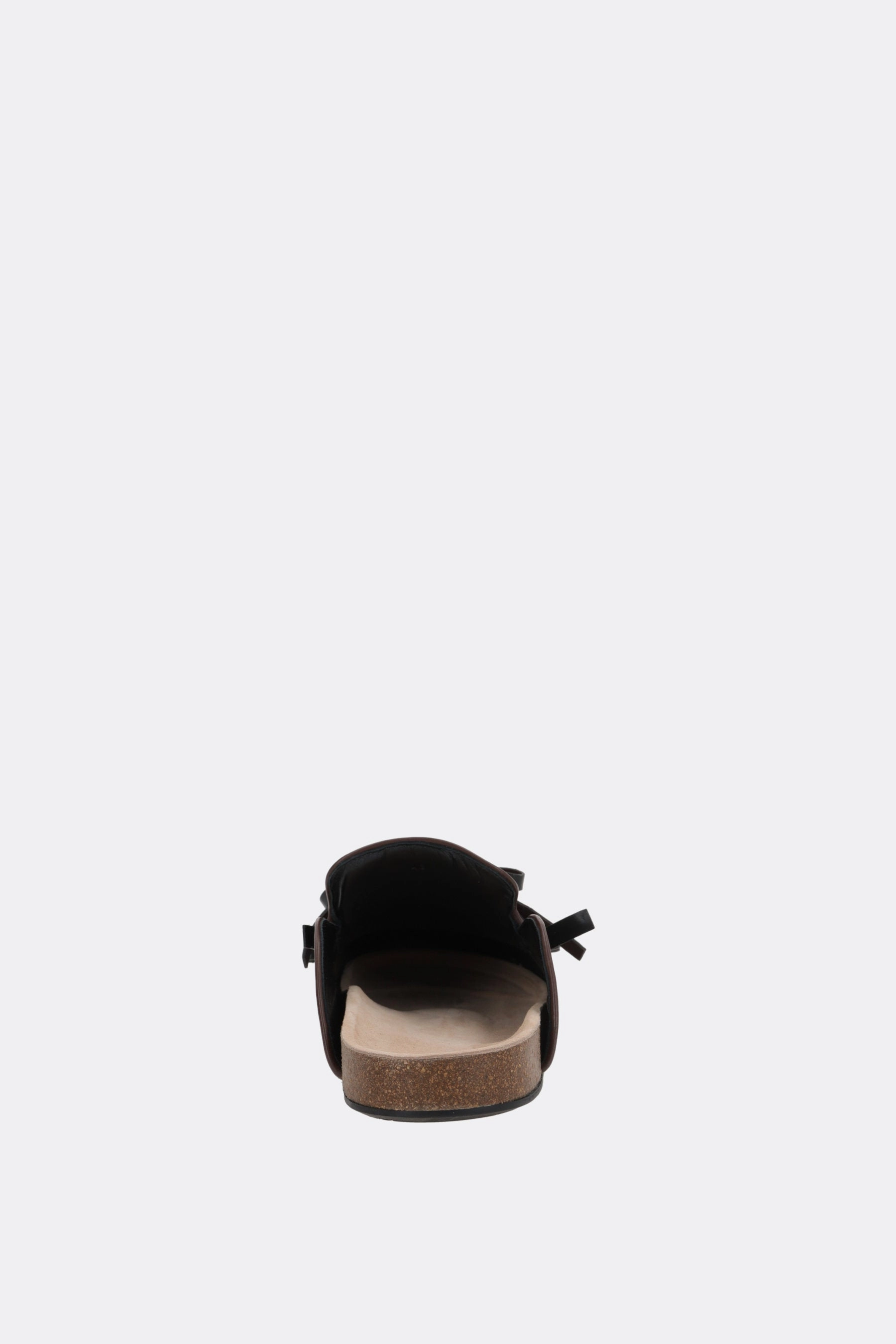 smooth leather slipper with ruffle detail