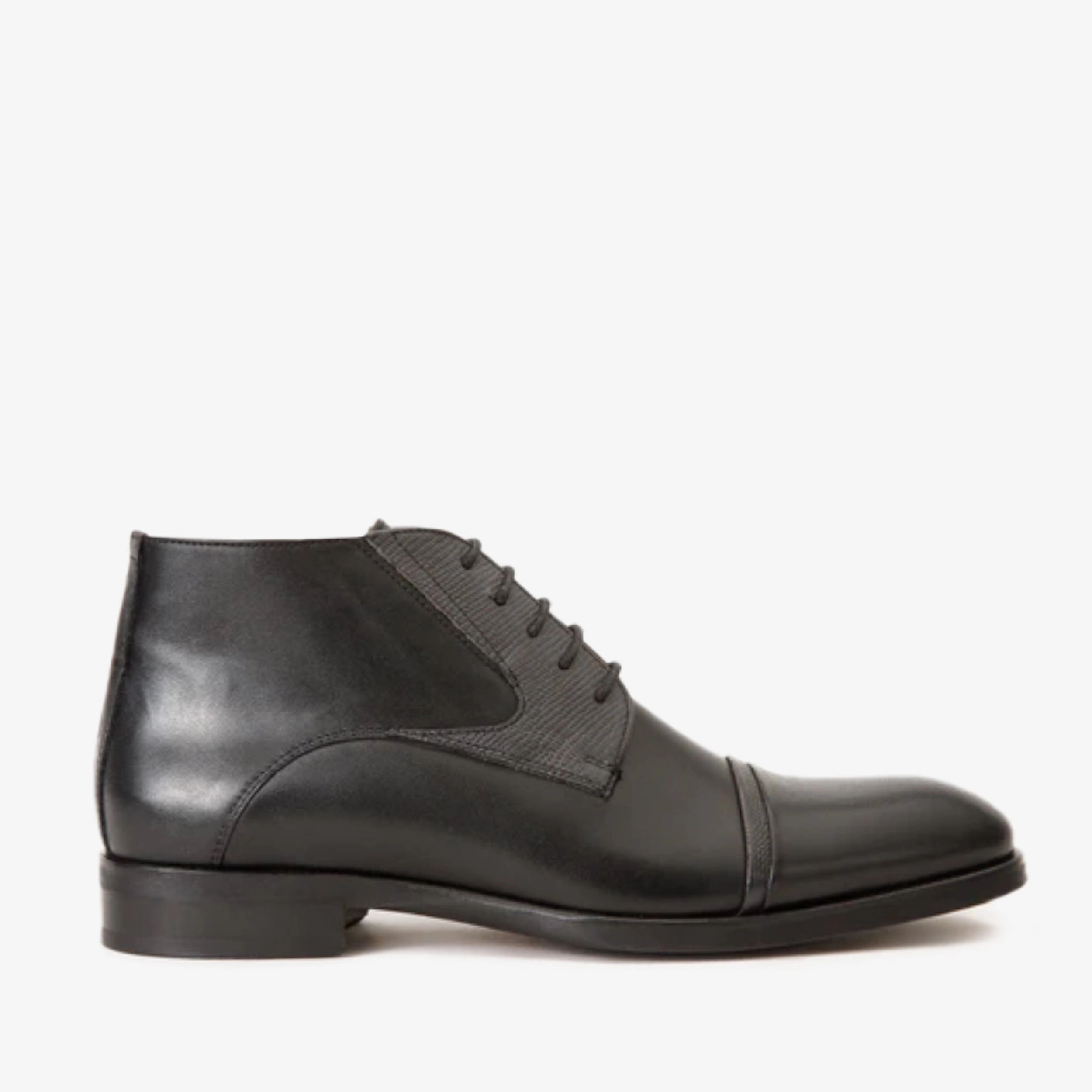 The Albury Black Cap-Toe Derby Lace-Up  Men Boot with a Zipper Final Sale!
