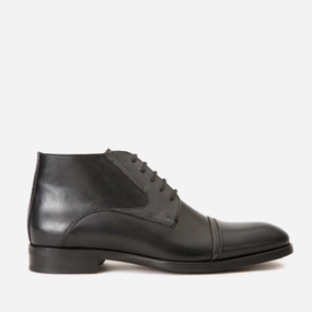 The Albury Black Cap-Toe Derby Lace-Up  Men Boot with a Zipper Final Sale!