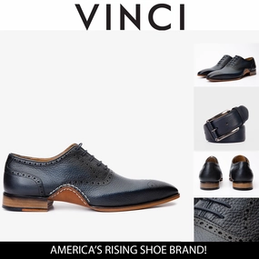 The Draco Handmade Navy Blue Semi Brogue Oxford Men Shoe