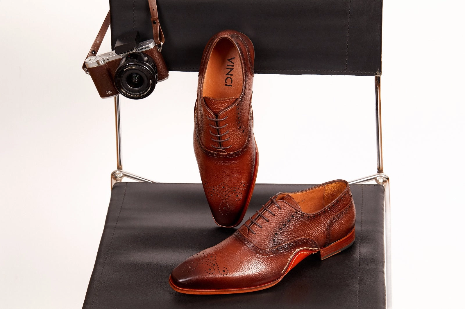 The Draco Handmade Tan Semi Brogue Oxford Men Shoe