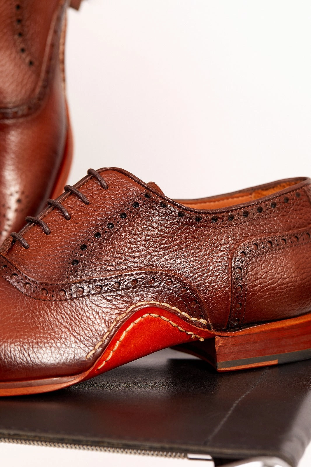 The Draco Handmade Tan Semi Brogue Oxford Men Shoe