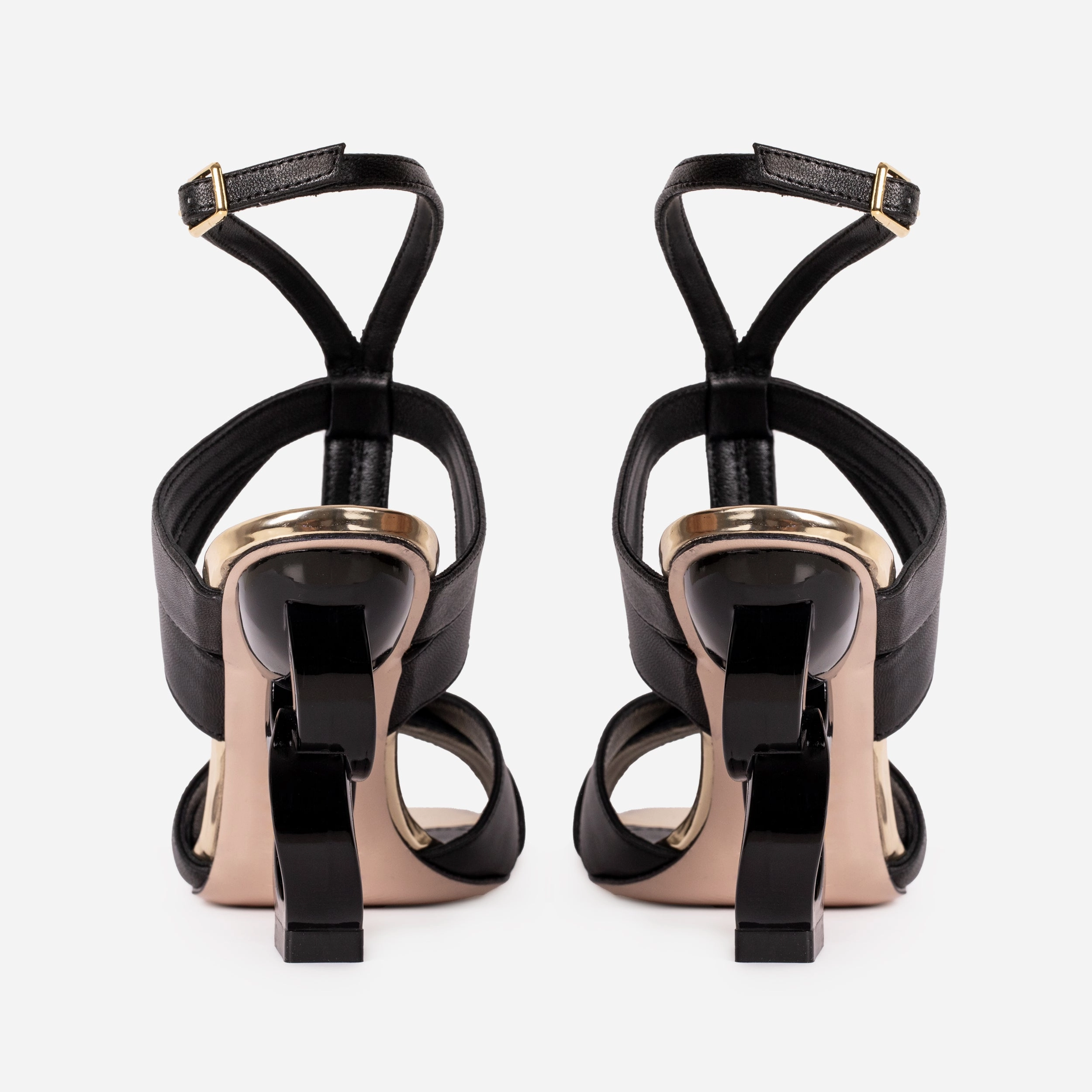 The Duffryn Black T-Strap Leather Women Sandal