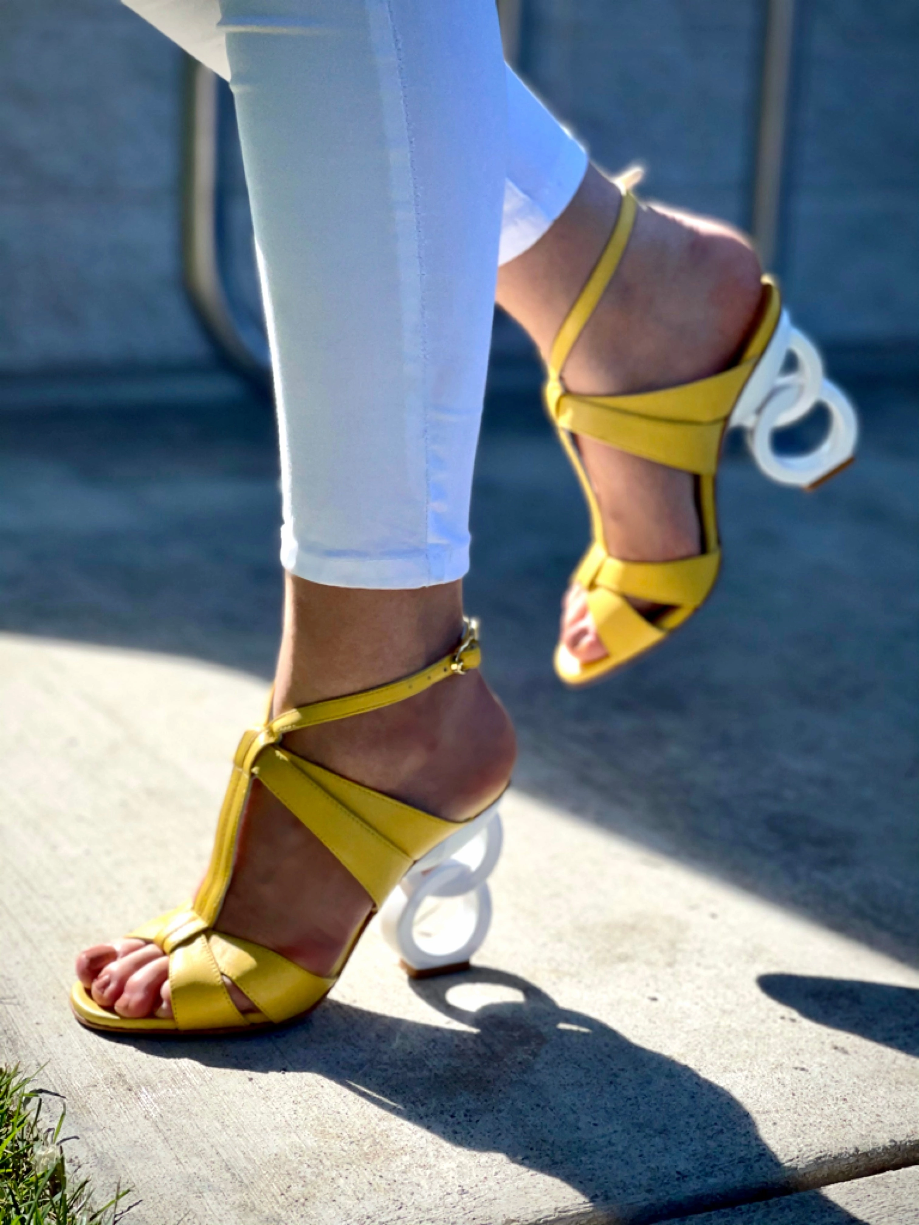 The Duffryn Yellow T-Strap Leather Women Sandal