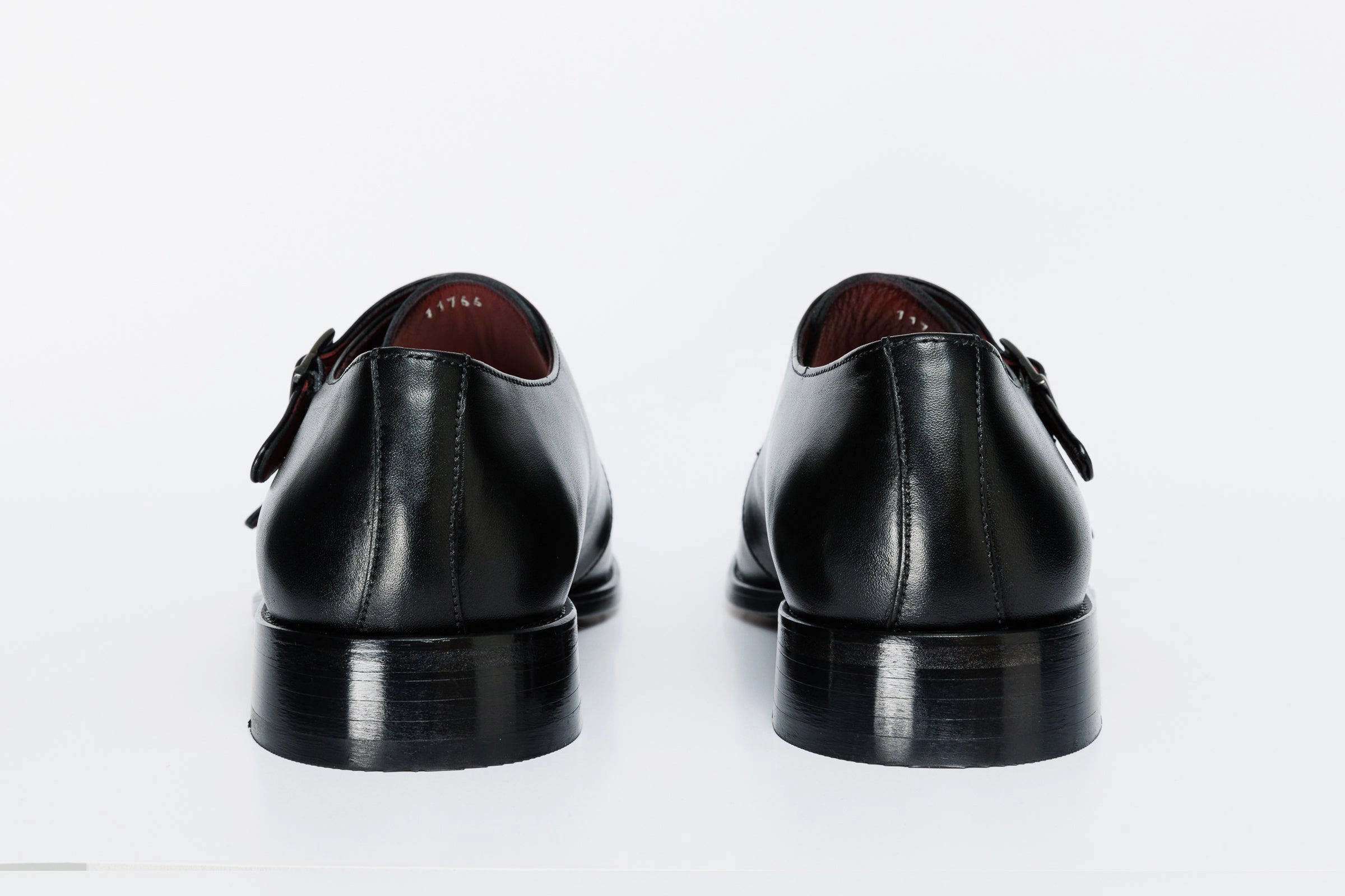 The Essen Black Leather Cap Toe Double Monk Strap Men Shoe