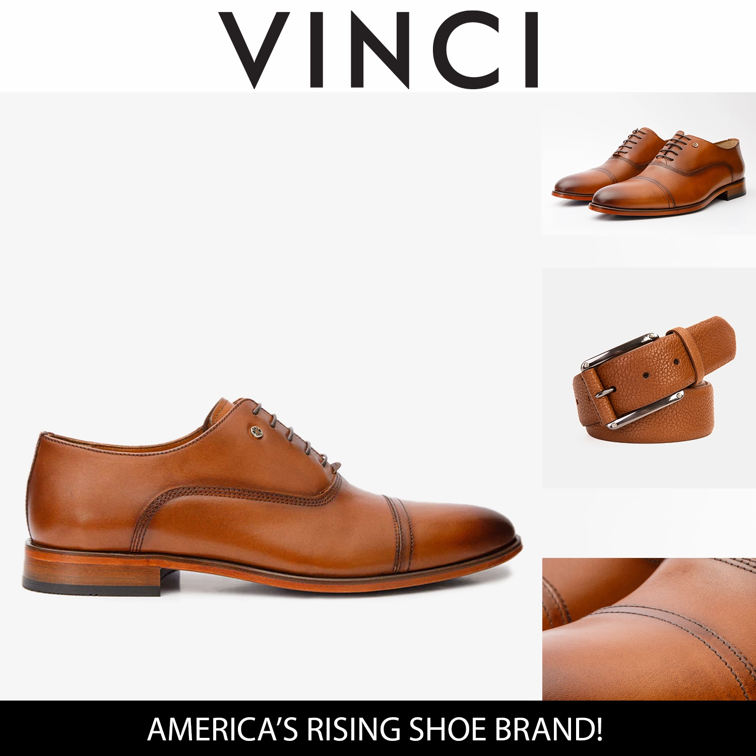 The Gambaha Tan Leather Quarter Brogue Cap Toe Oxford Men Shoe