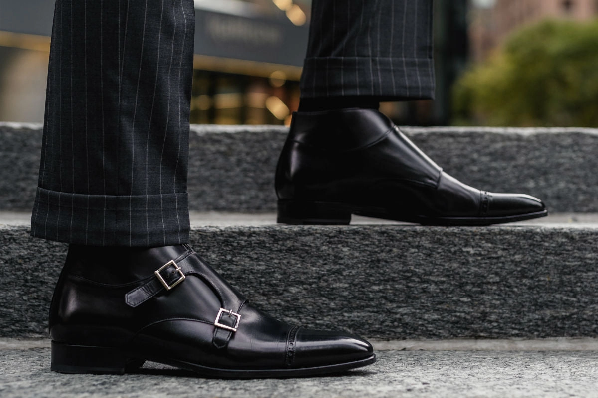 The Heston Double Monk Strap Boot - Nero