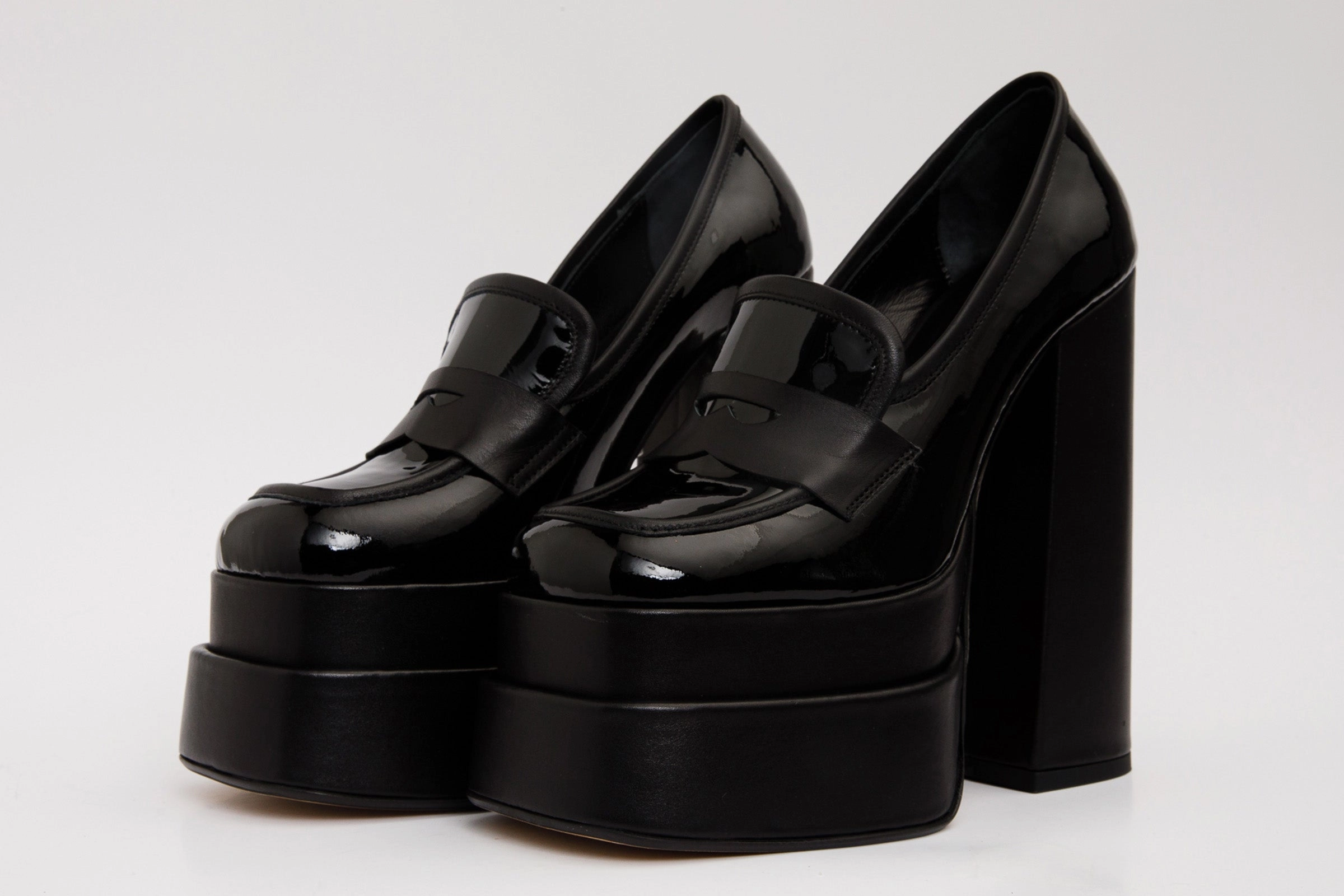 The Latino Black Leather Platform Heel Pump Women Shoe Final Sale!