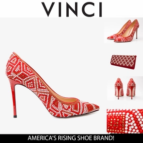 The Nampula Red Glitter Leather Pump Women Shoe