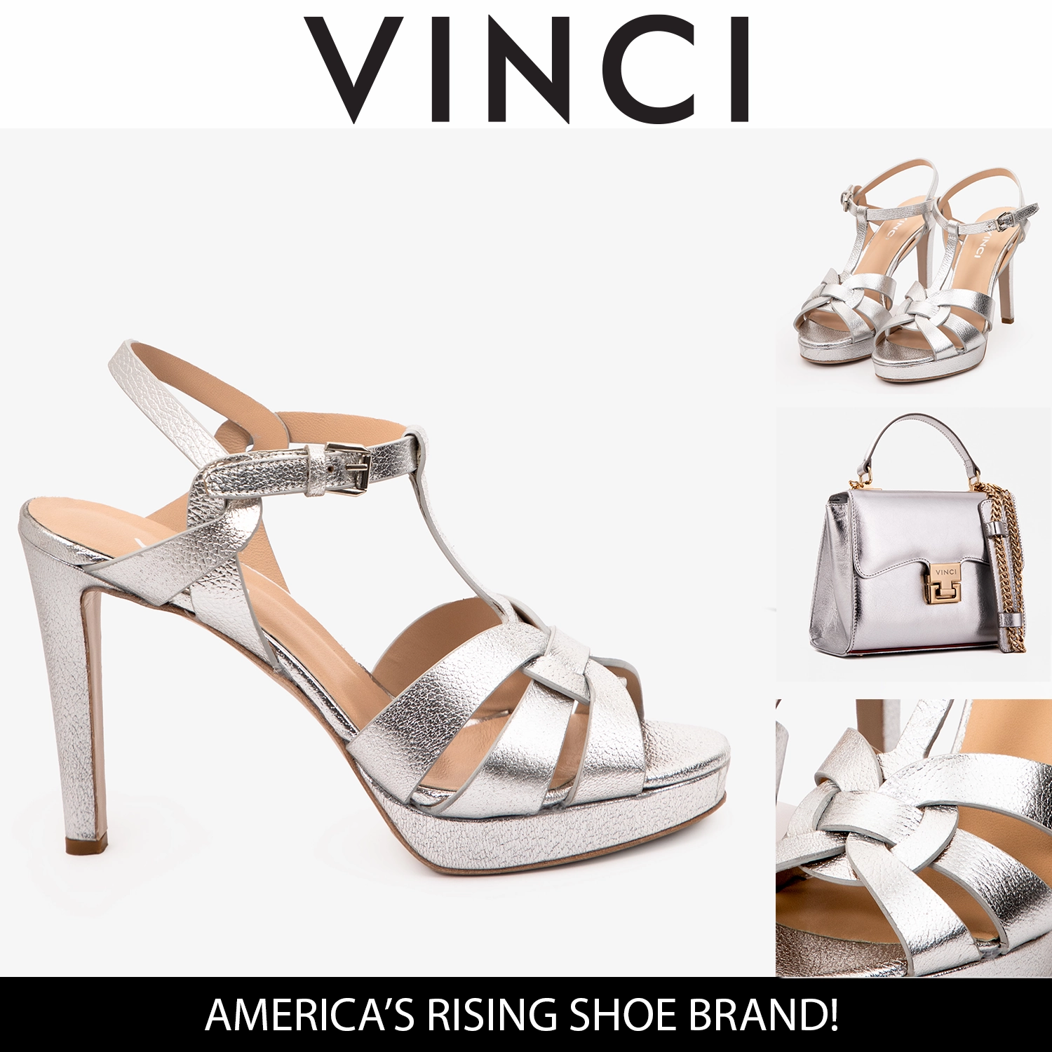 The Parisian Silver Leather T-Strap Platform Heel Women Sandal