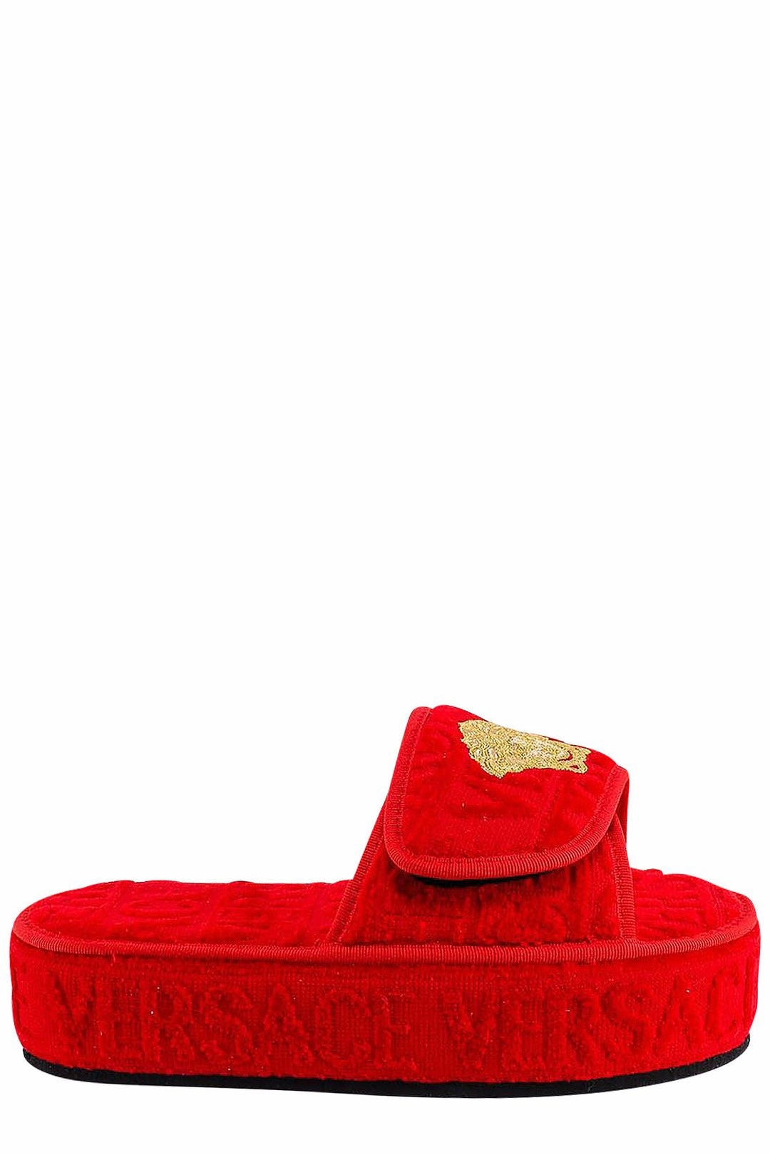 Versace Logo Monogram Platform Slides