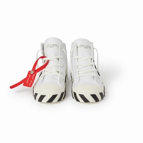White Vulcanized Mid-top Sneakers
