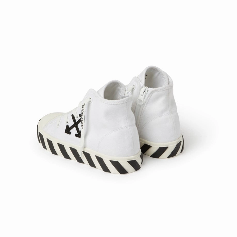 White Vulcanized Mid-top Sneakers