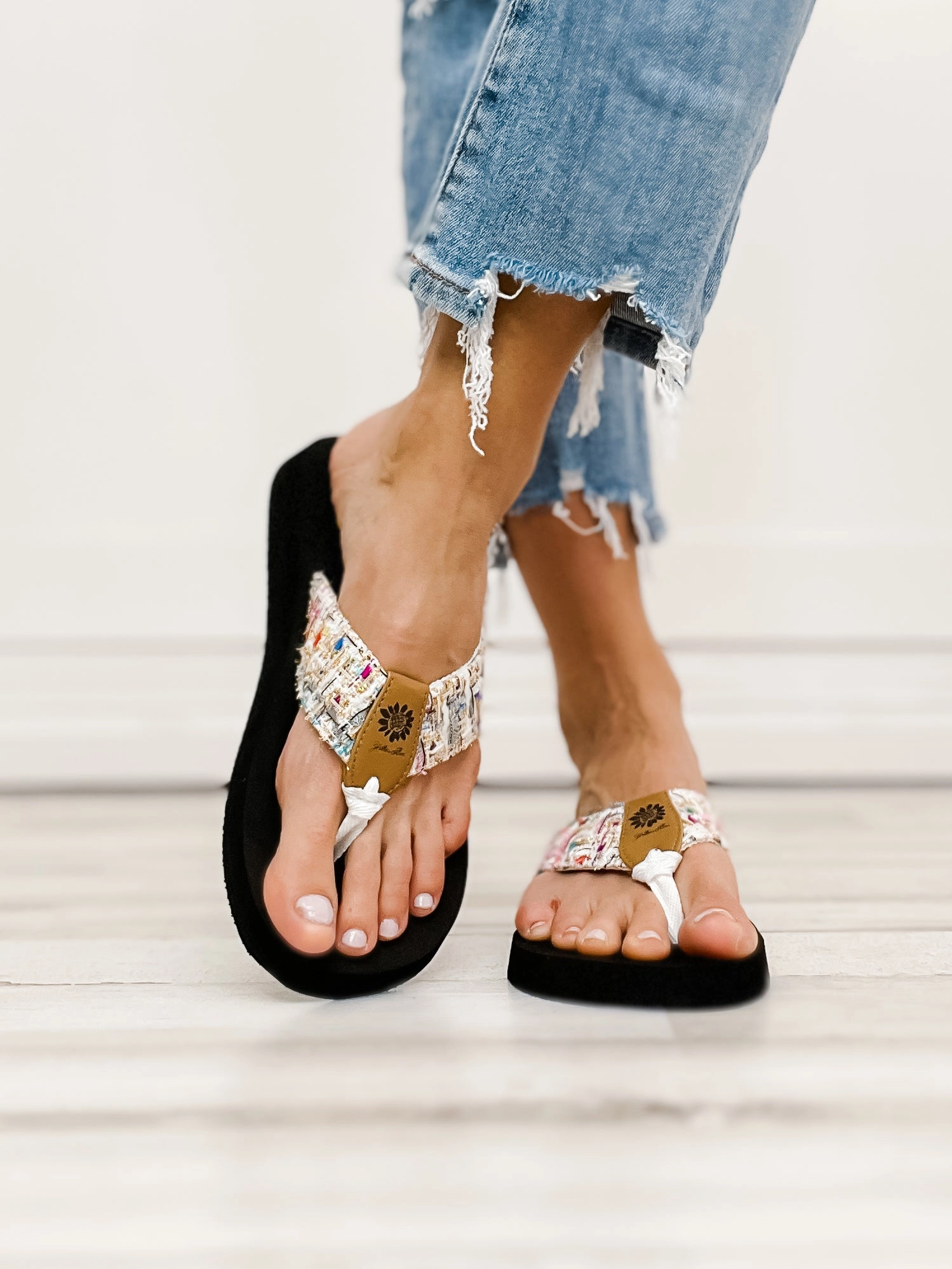 Yellowbox Frisia Flip Flop Shoes in White Multi