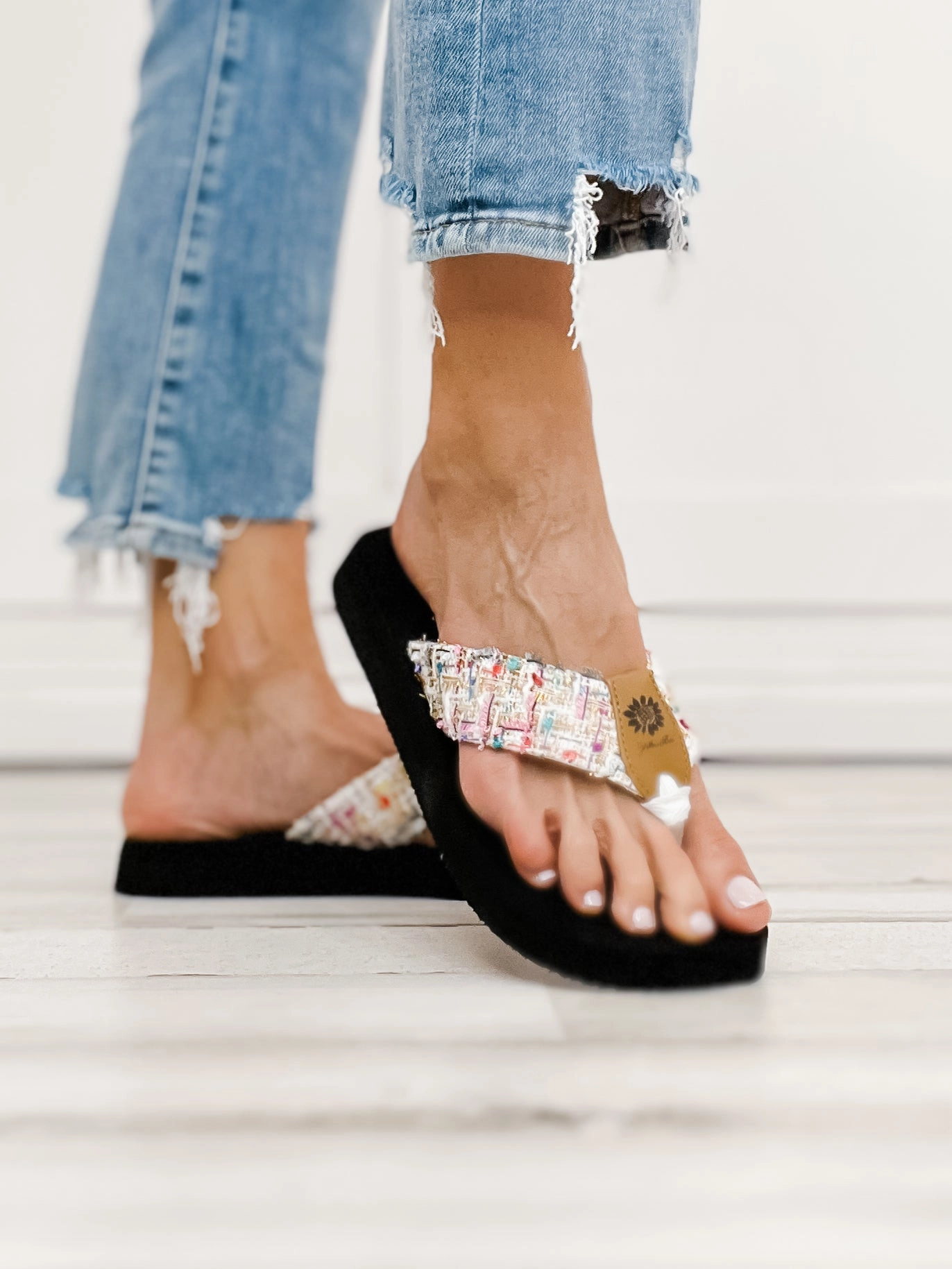 Yellowbox Frisia Flip Flop Shoes in White Multi