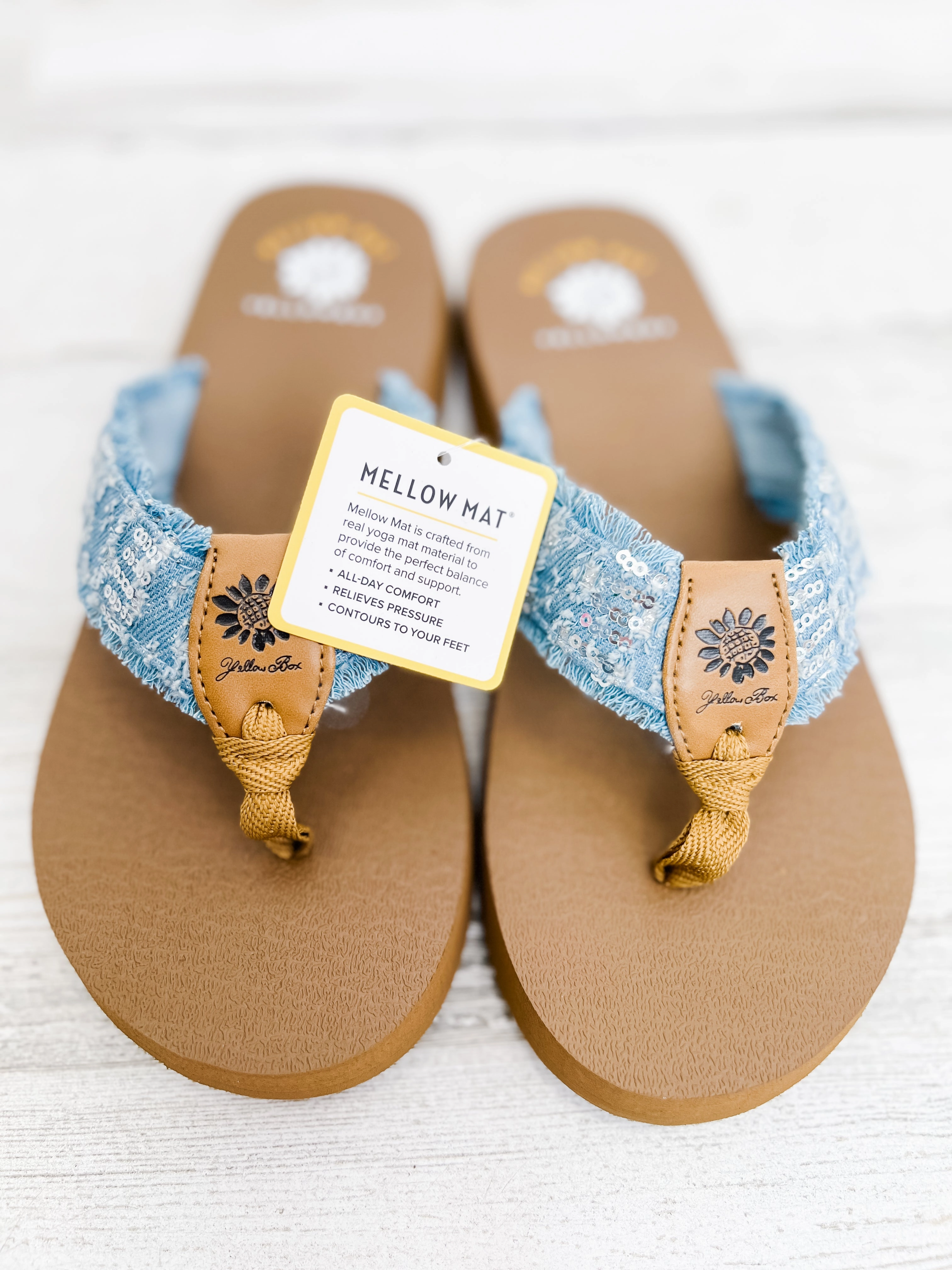 Yellowbox Nayama Flip Flop Shoes in Light Denim